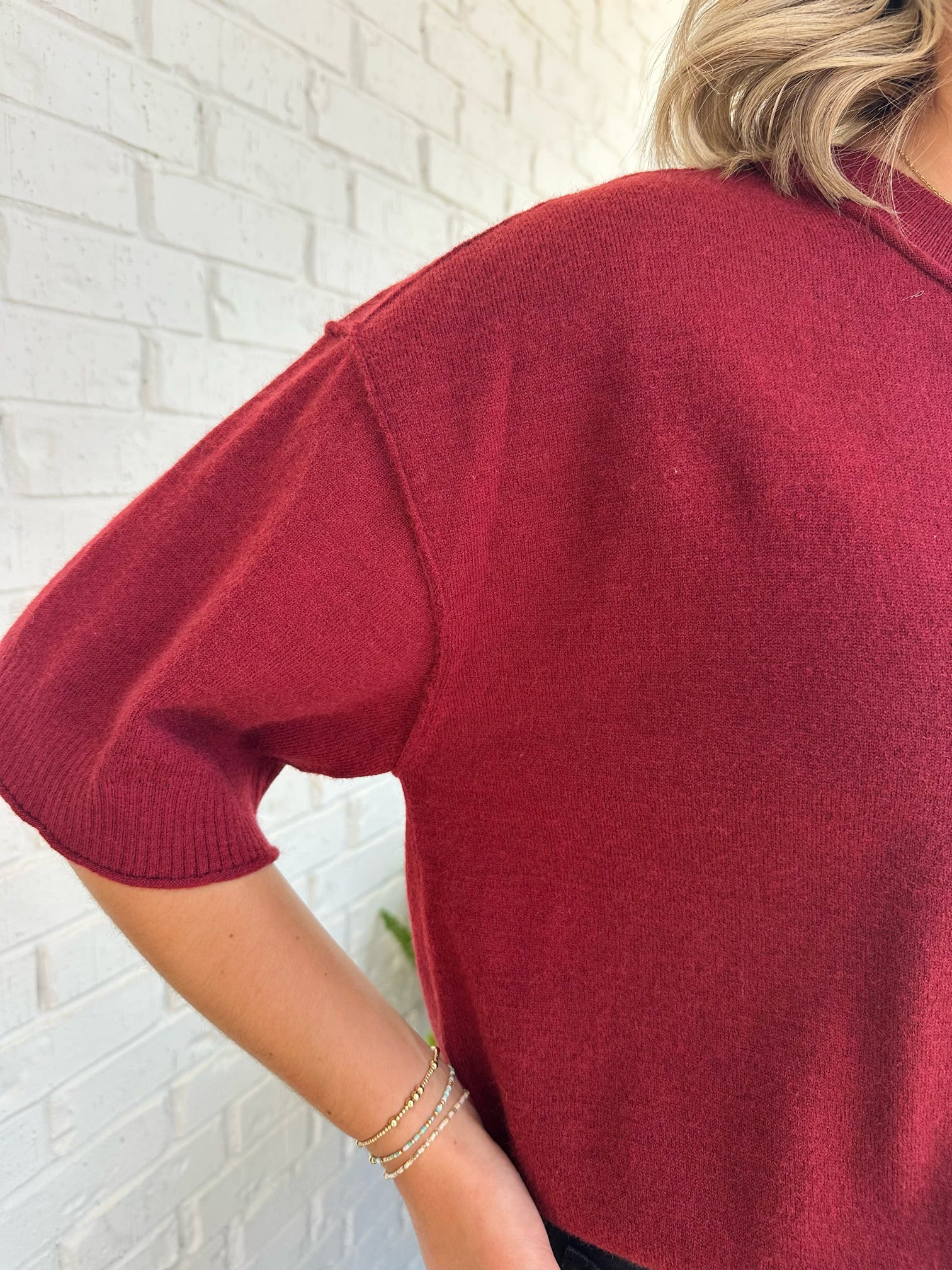 Mona Solid Short Wide Sleeve Pullover Sweater