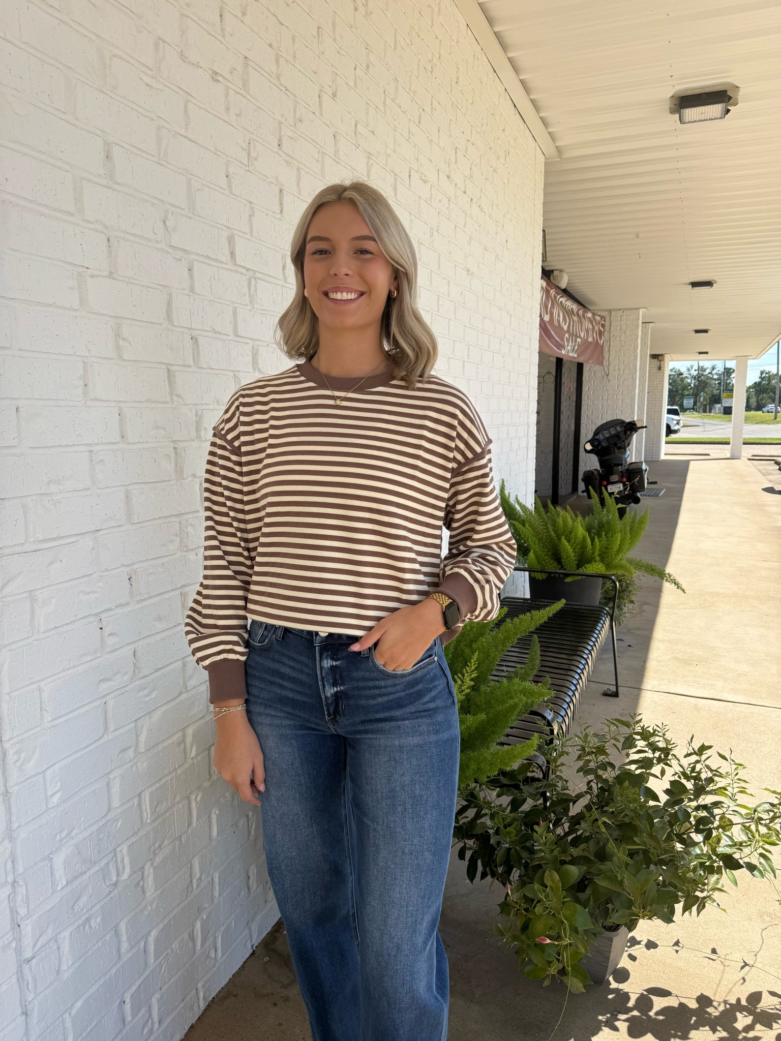 Roxy Striped Lightweight Jersey Sweatshirt