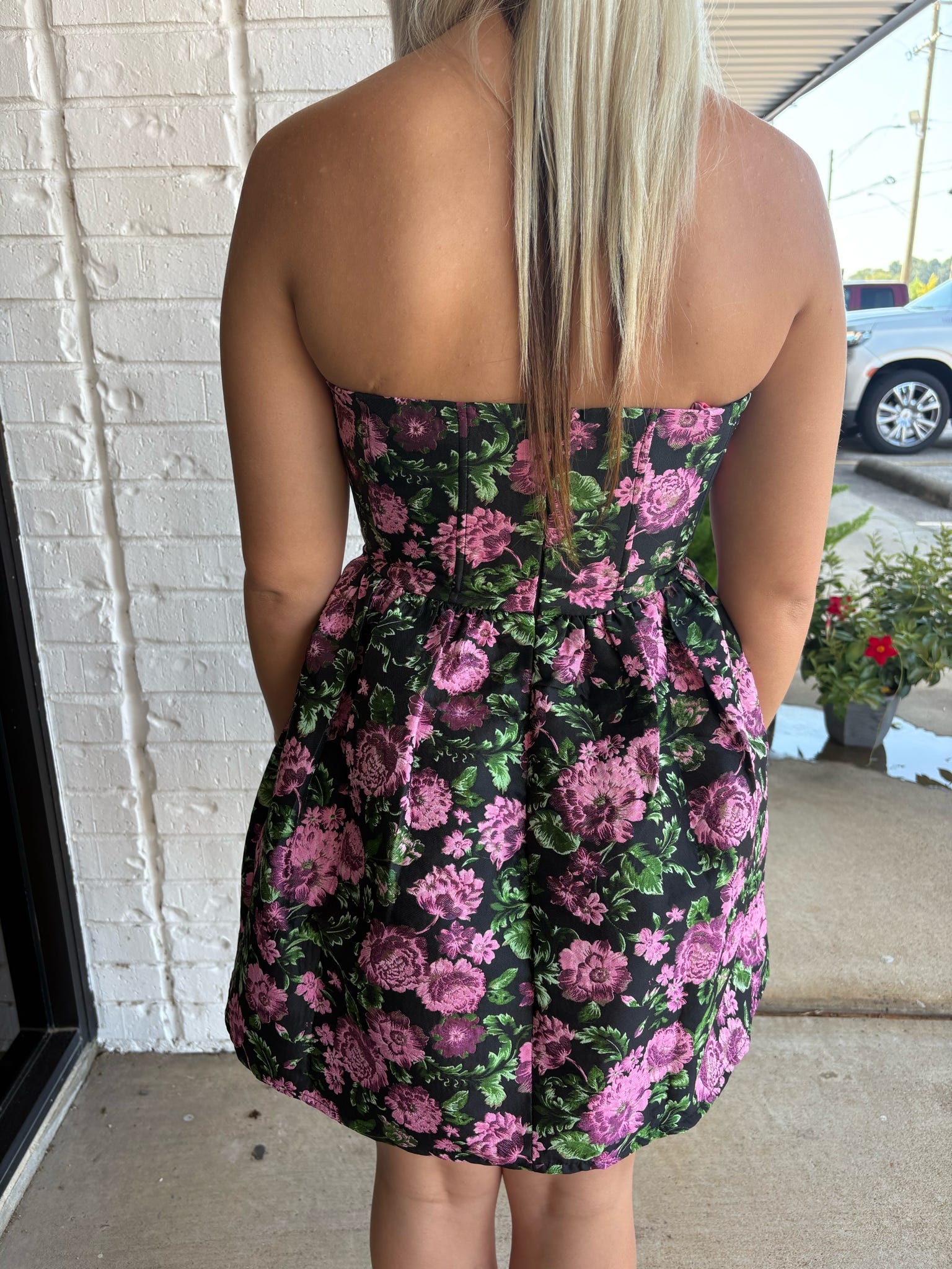 Floral Jacquard Mini Dress