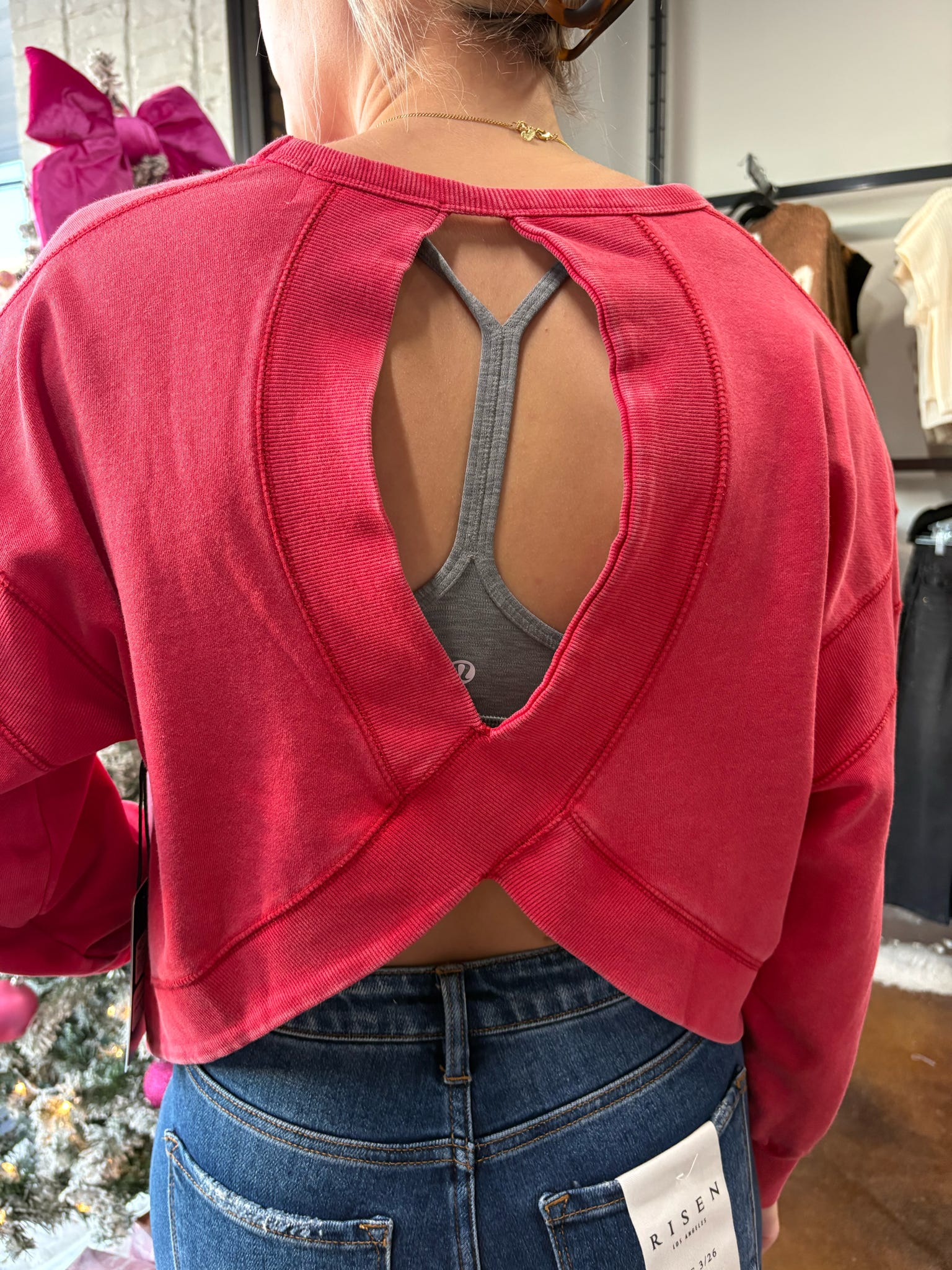 Mineral Washed Cutout Back Sweatshirt