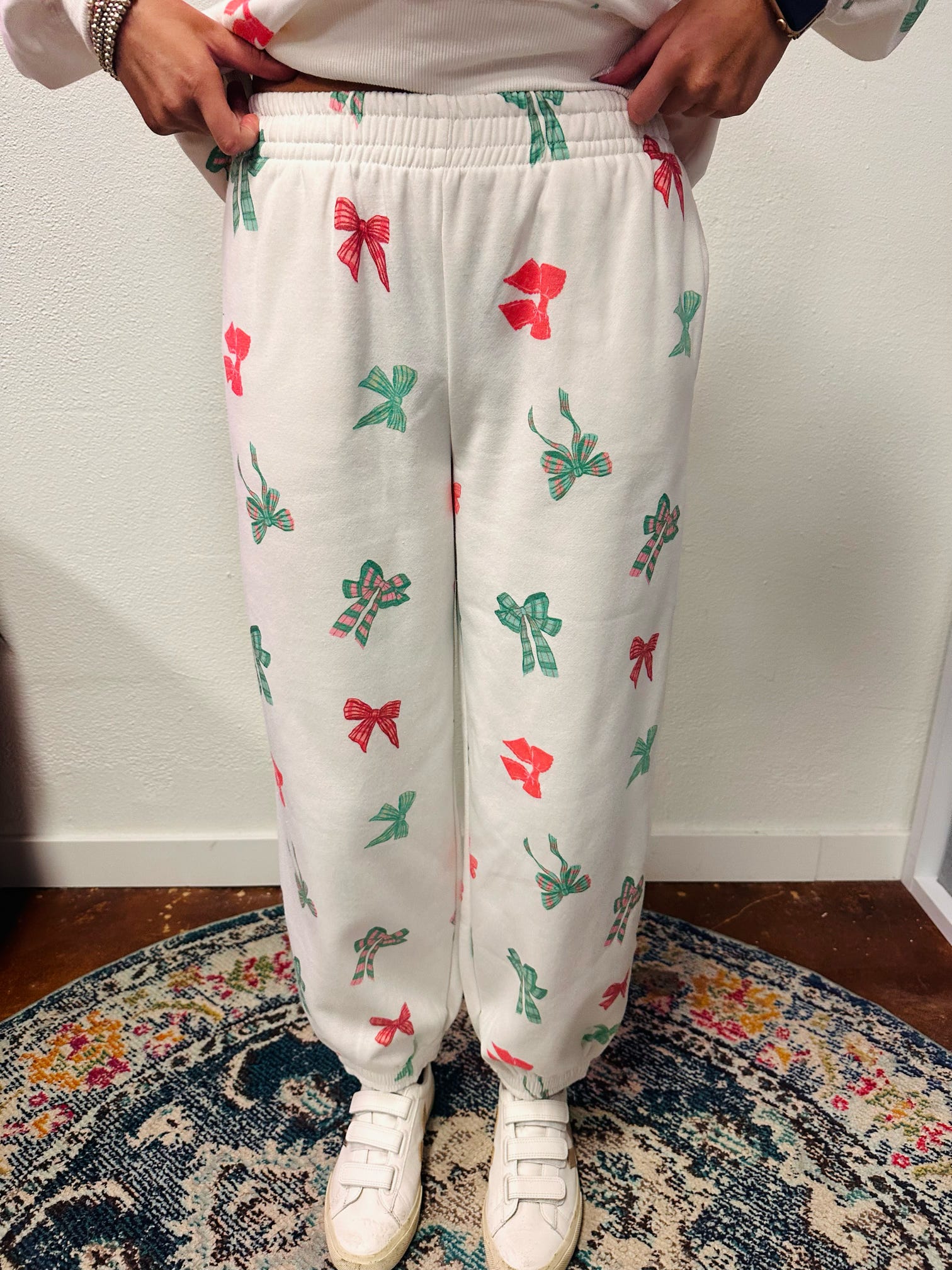 Prancer Bow Printed Fleece Jogging Set