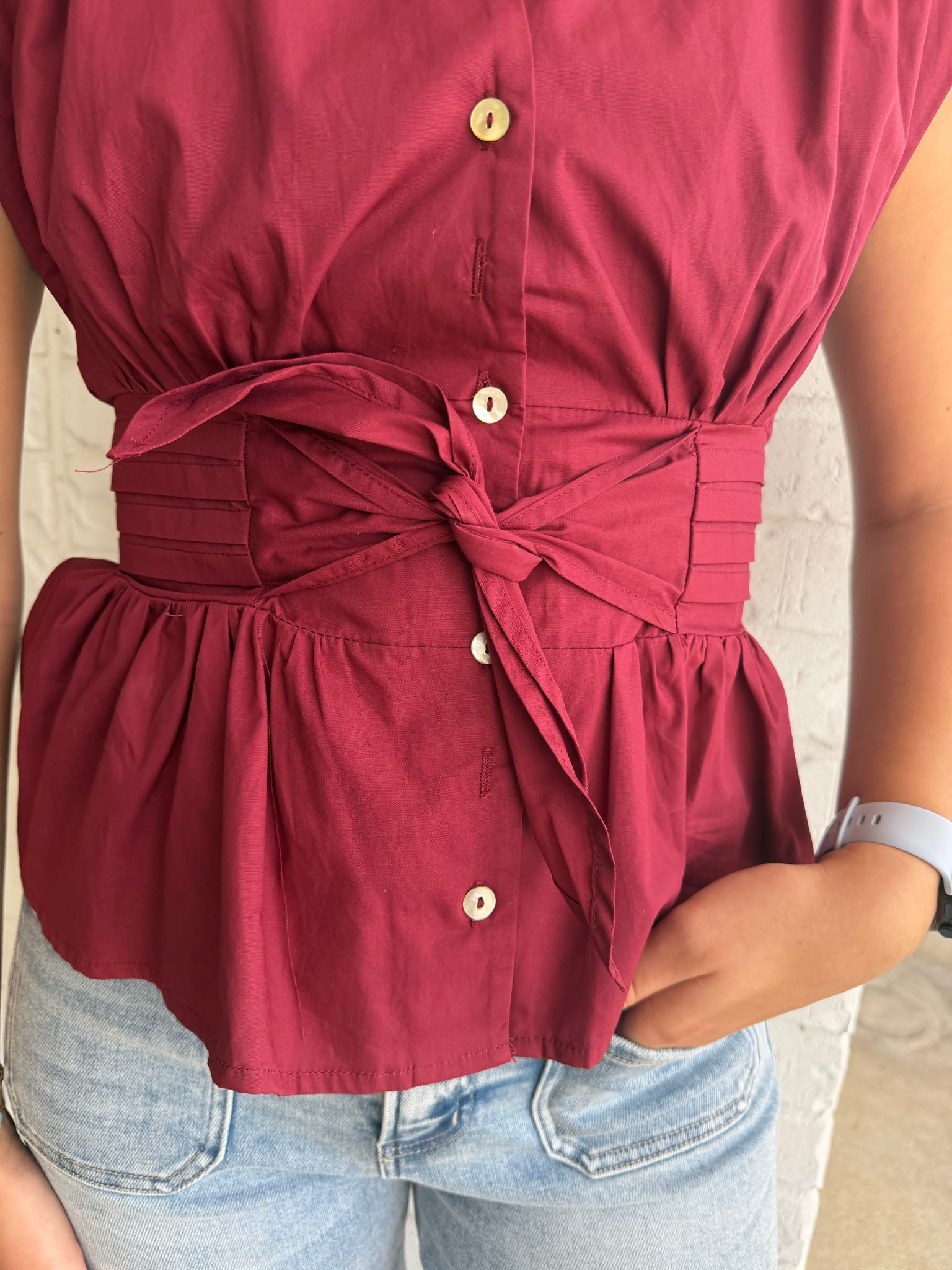 Mallory Button Up Tie Top