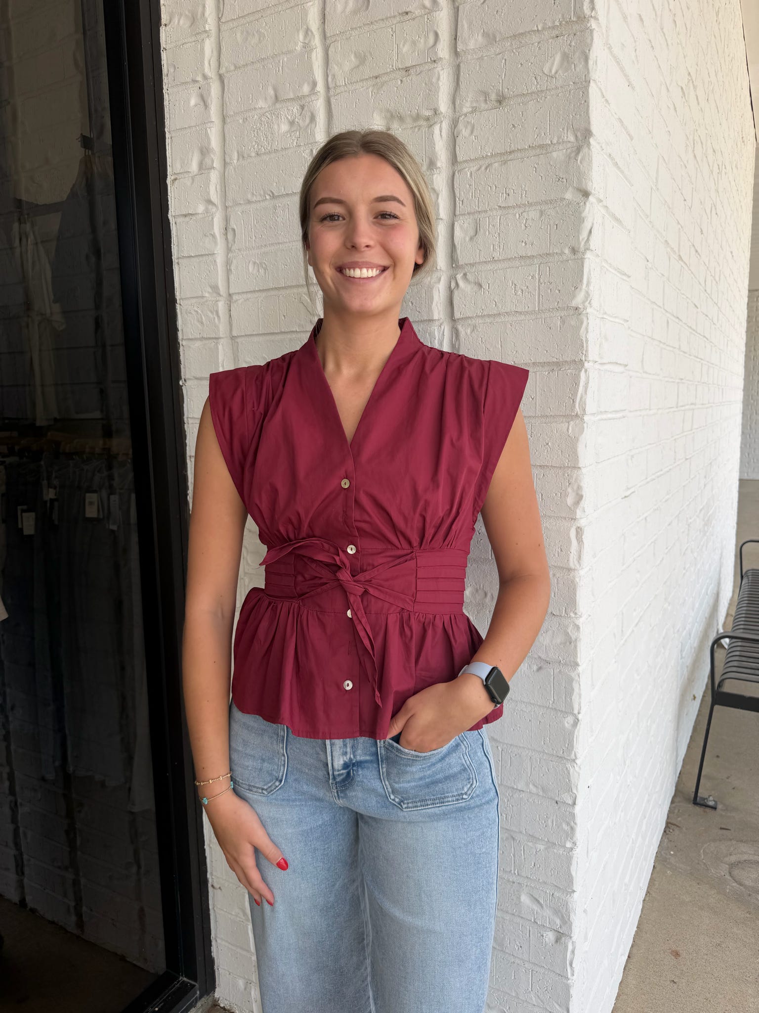 Mallory Button Up Tie Top