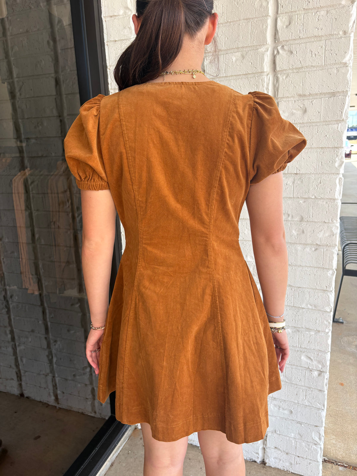 Entro Zip Up Puff Sleeve Dress