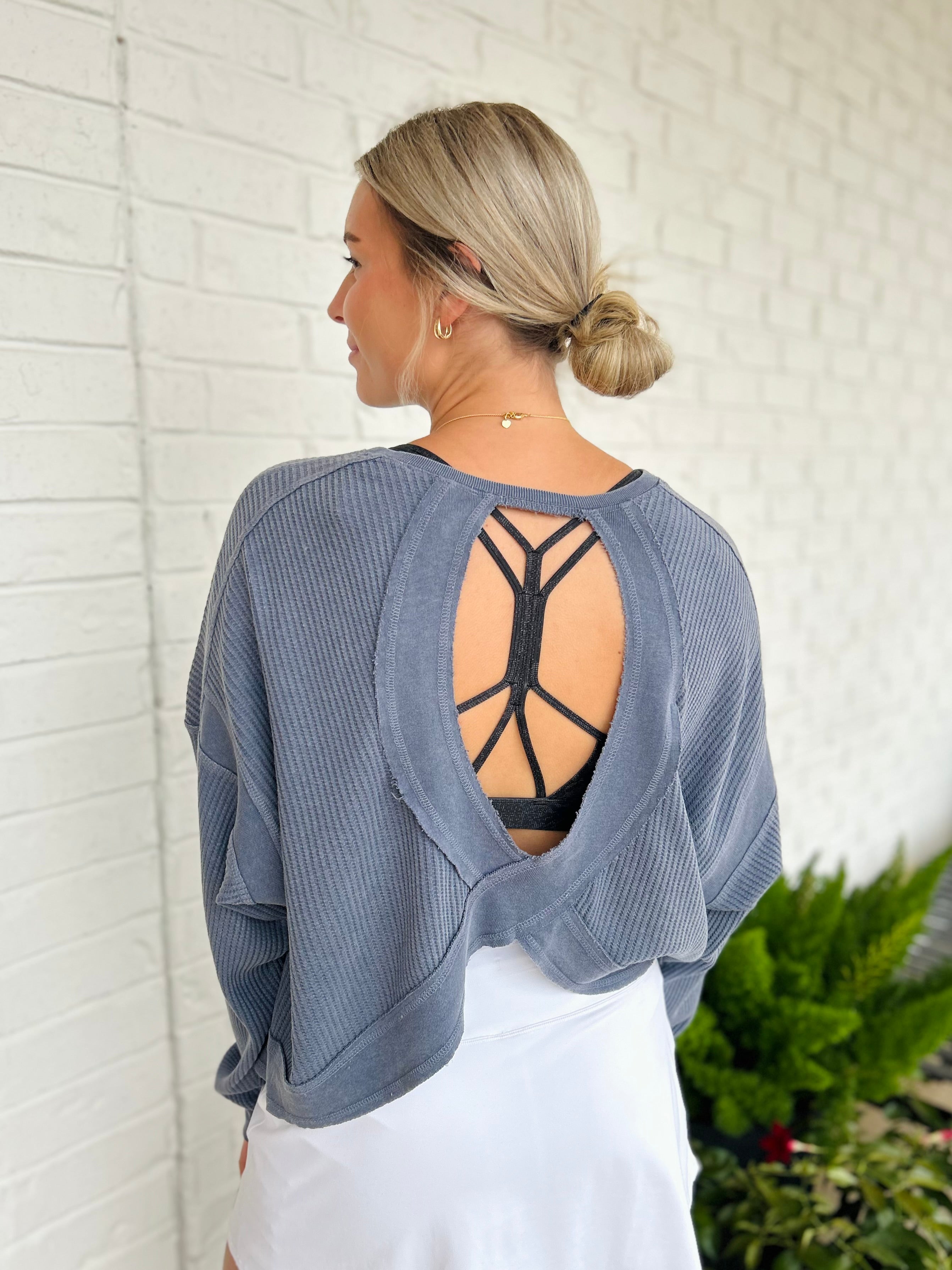 Hailey LS Oversized Cut Out Back Top