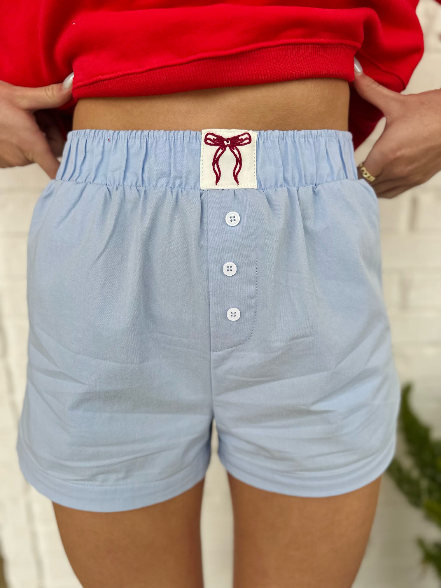 High waisted bow boxy shorts