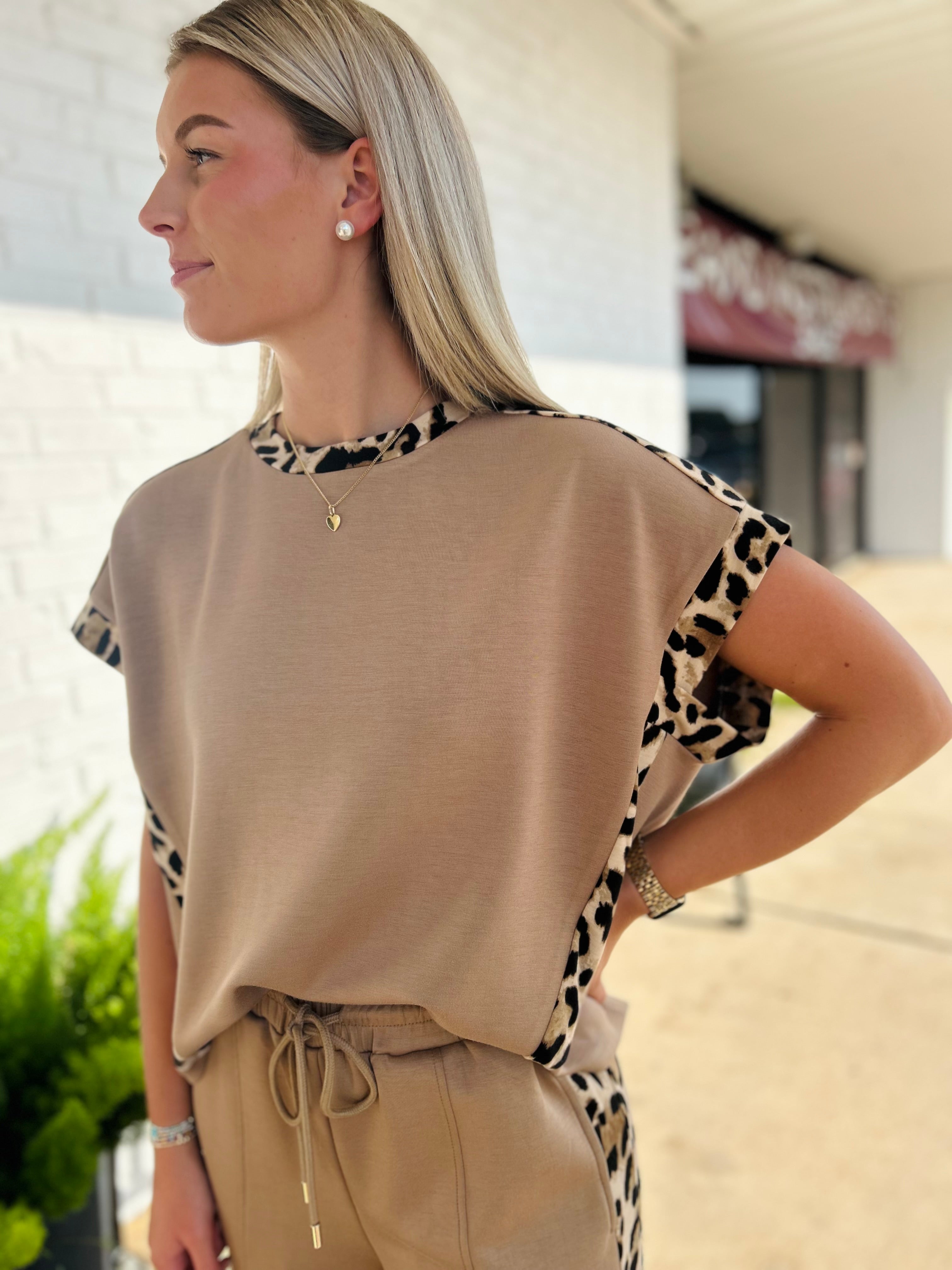 Reese Scuba High Waist Pants and SS Top w/ Contrast Set
