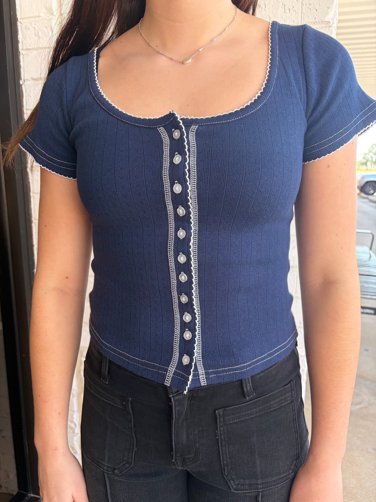Dallas Pointelle Ribbed Top