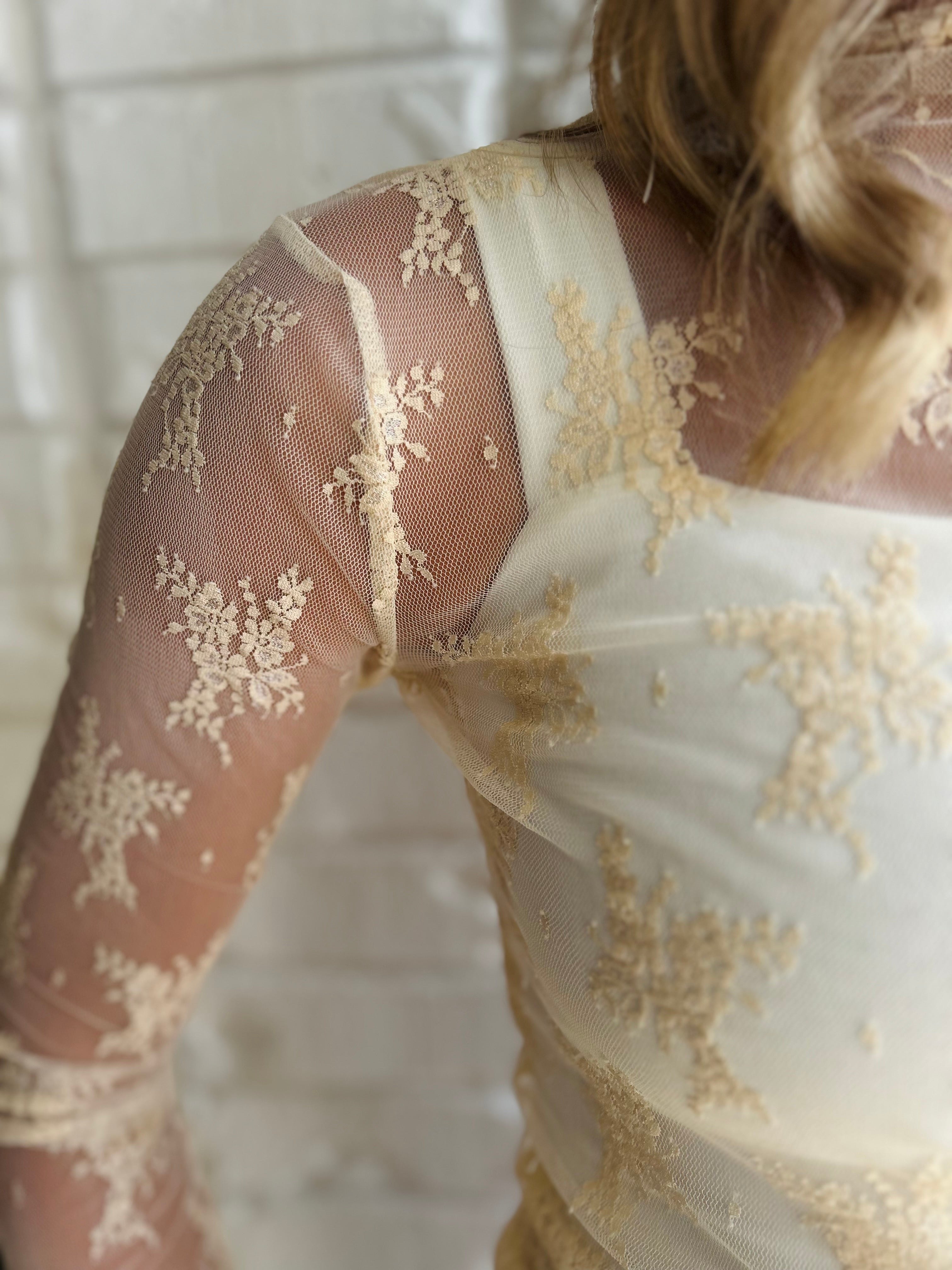 Sunday Sheer Lace Layering LS Top