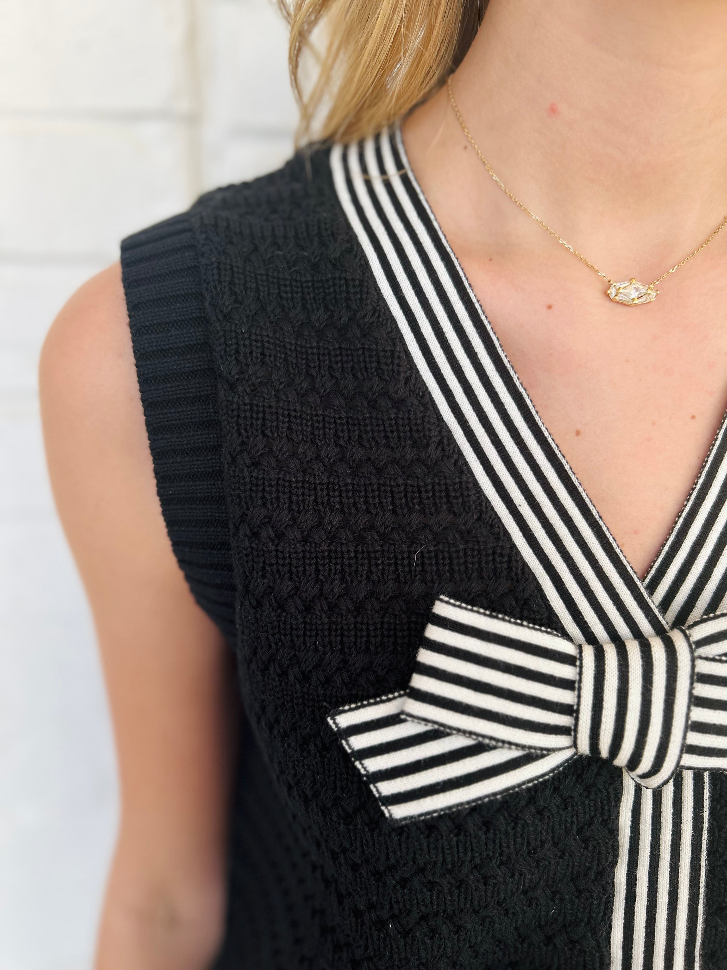 Sophie Bow Striped Detail Sweater Vest