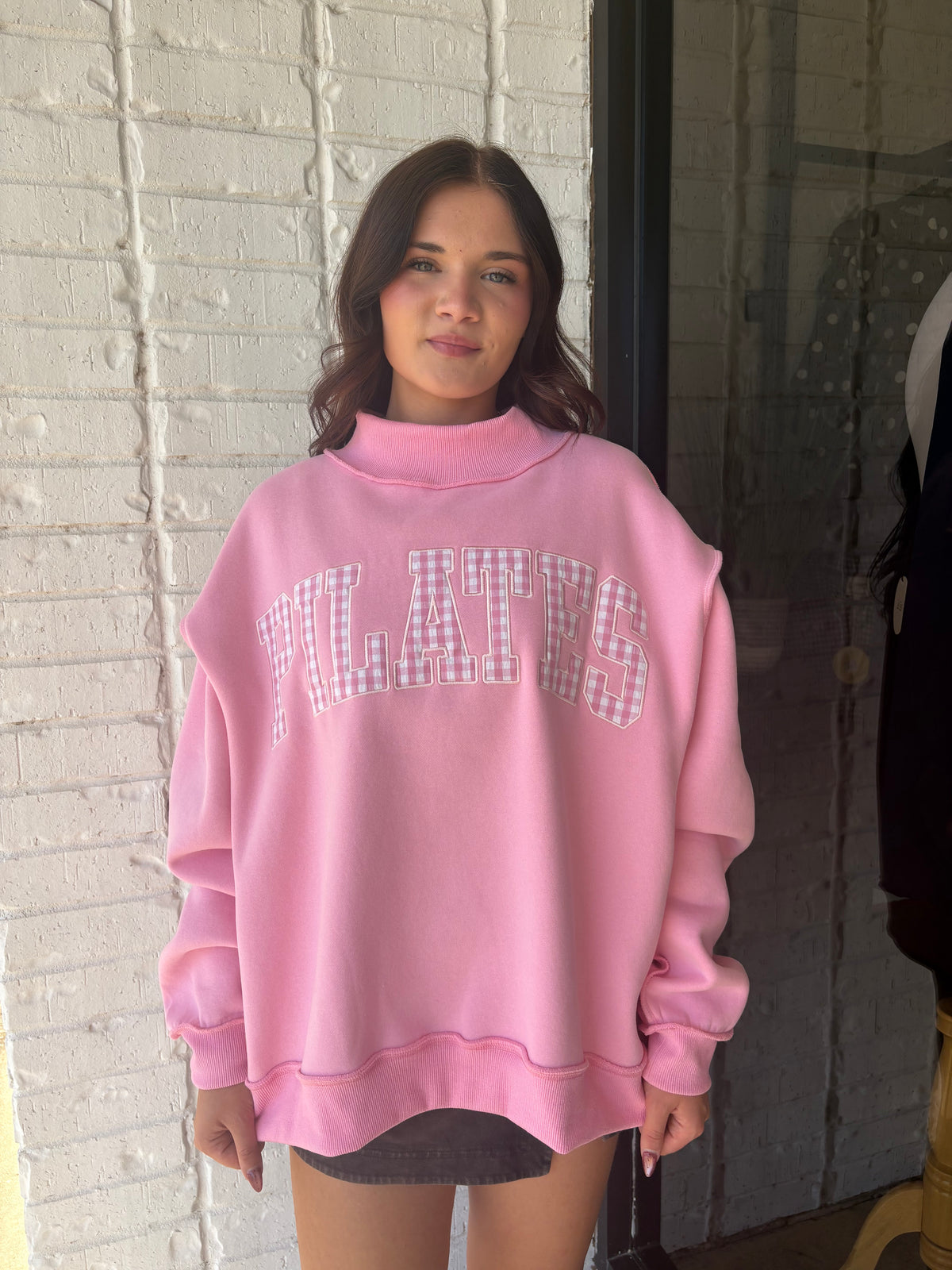 Pilates Embroidered Mock Neck Sweatshirt