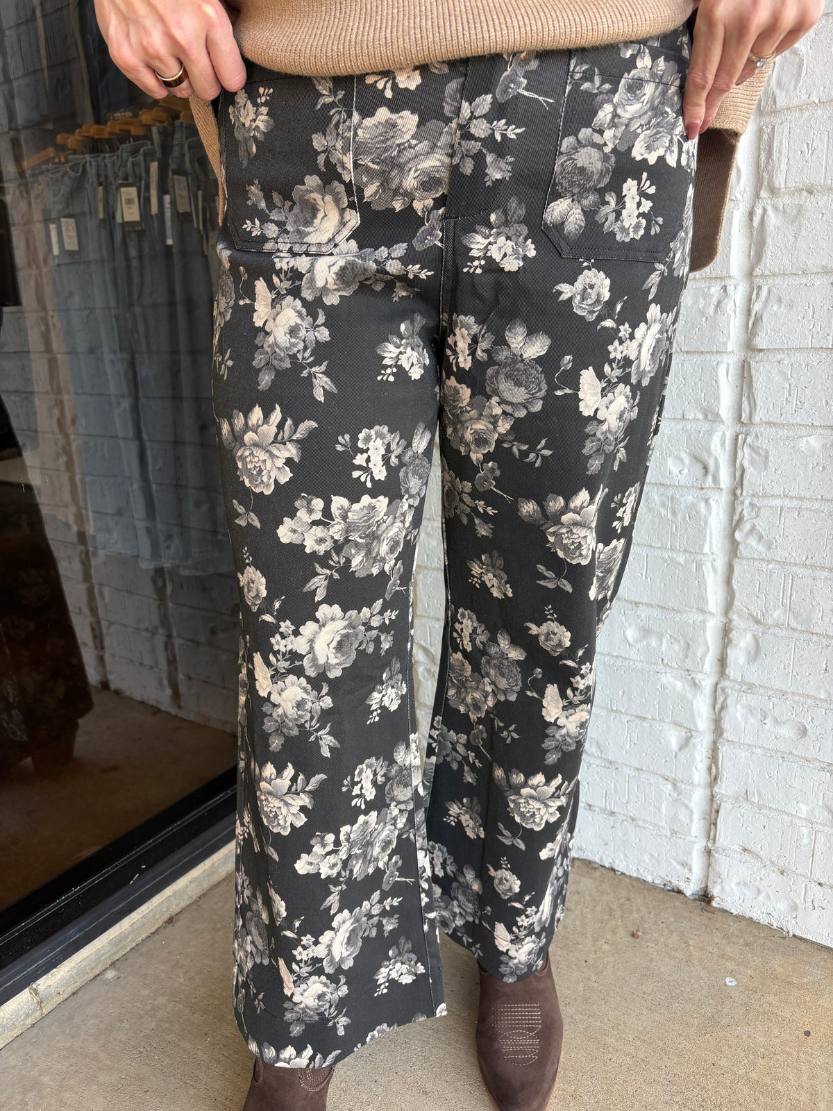 Floral Wideleg Cropped Jeans
