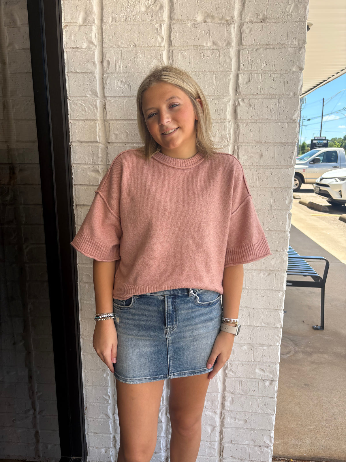 Mid Rise Extended Waistband Mini Skirt