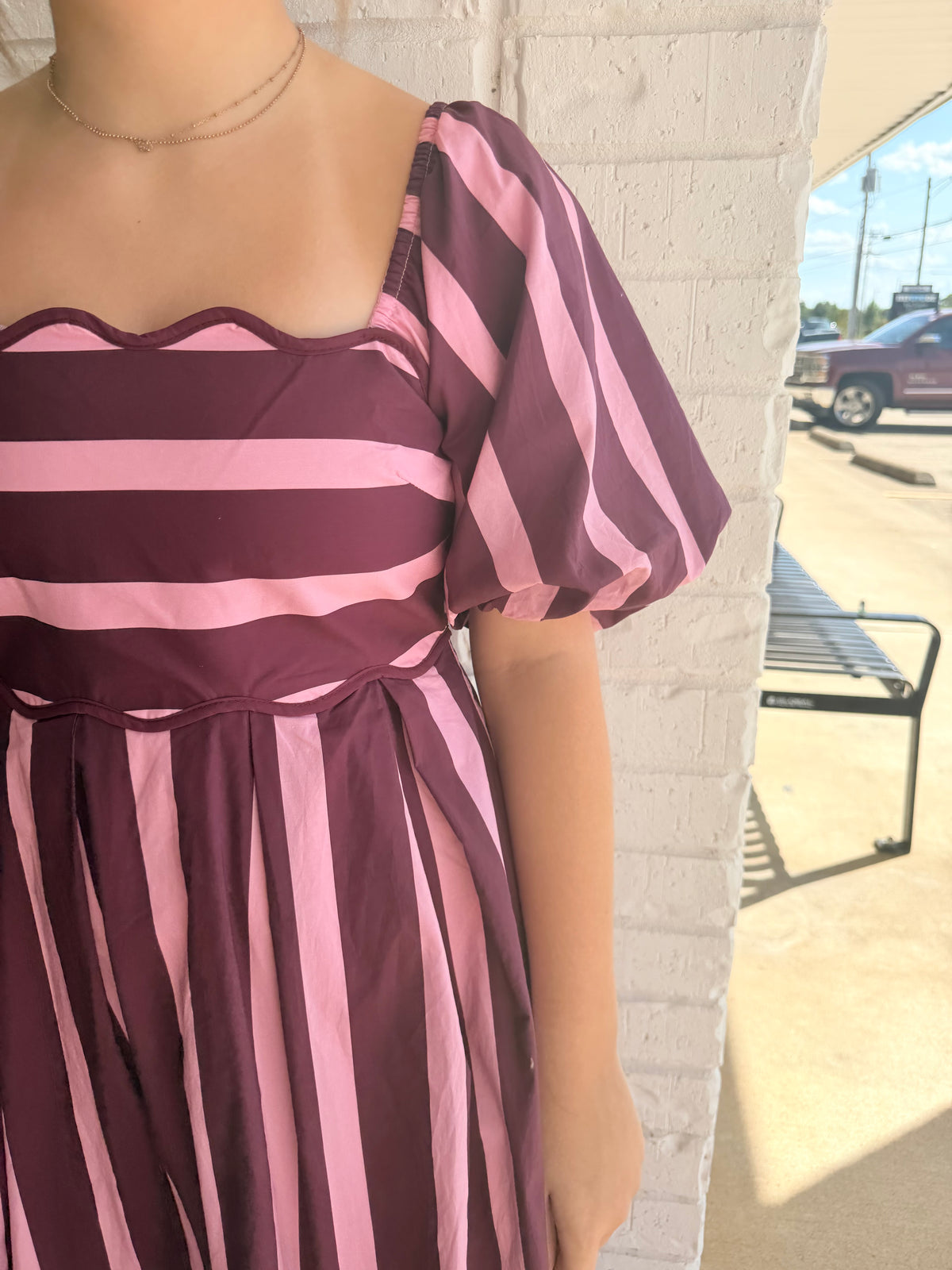 Plum Stripe Midi Dress