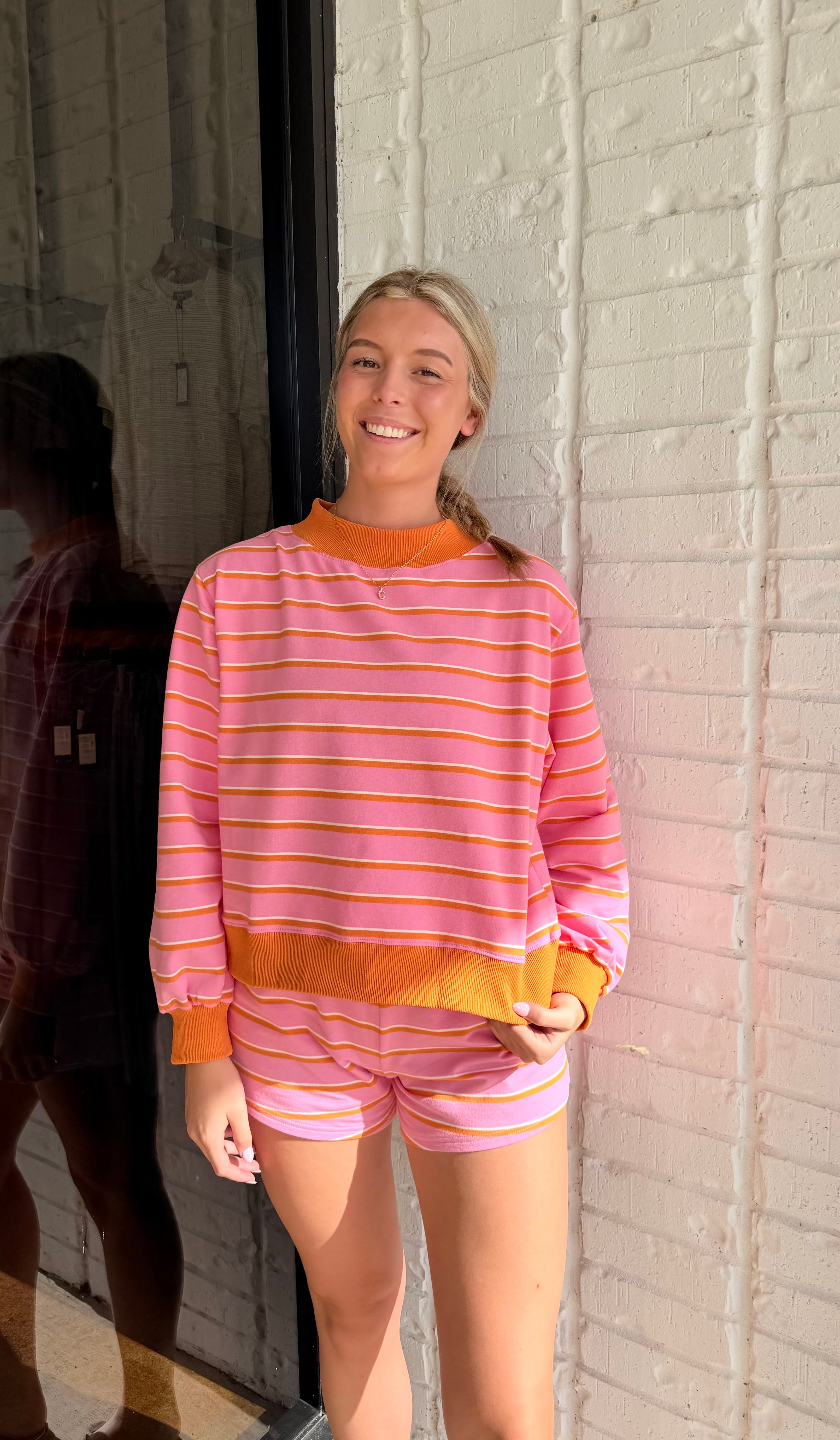 Mockneck Stripe Lounge Set