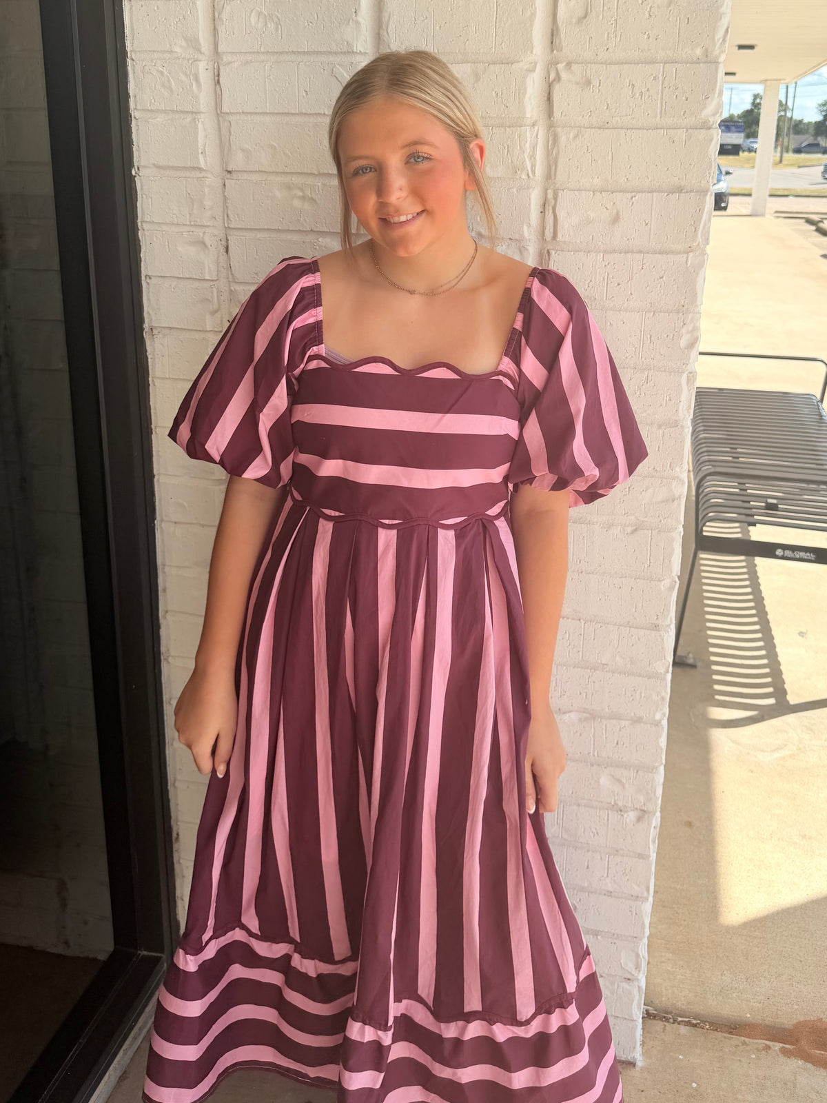 Plum Stripe Midi Dress