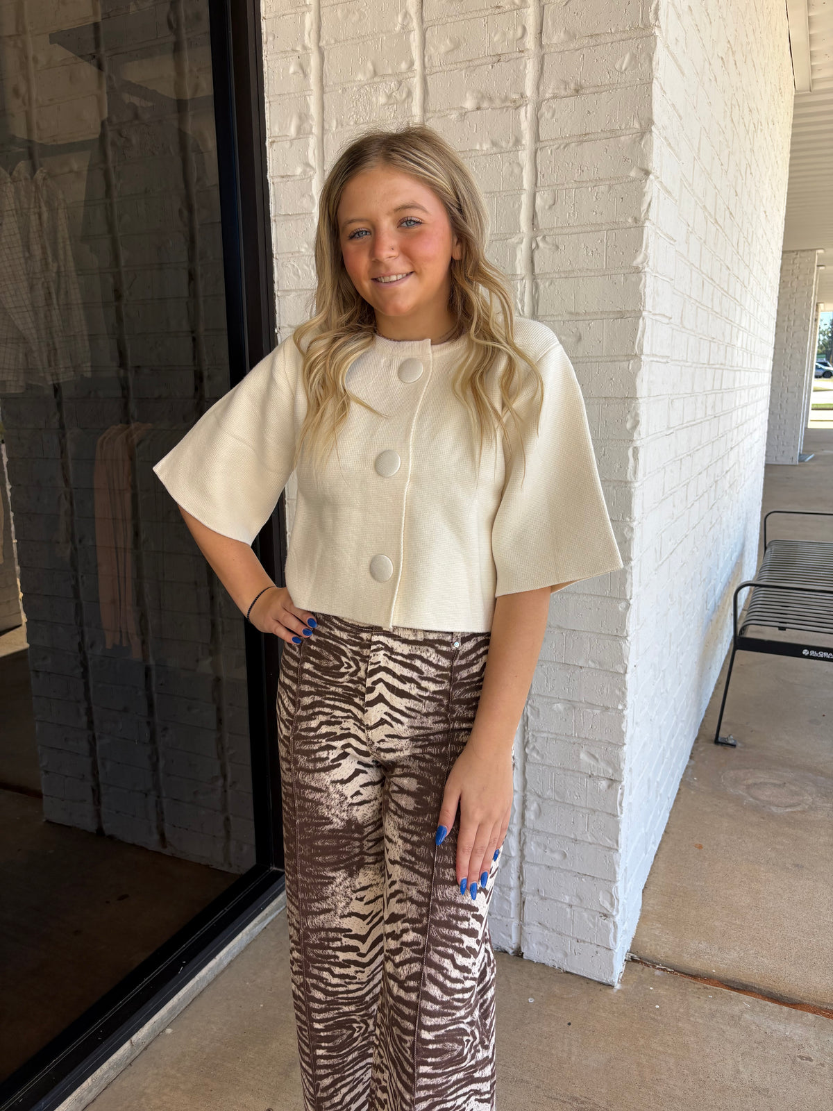 Big Button Cropped Sweater