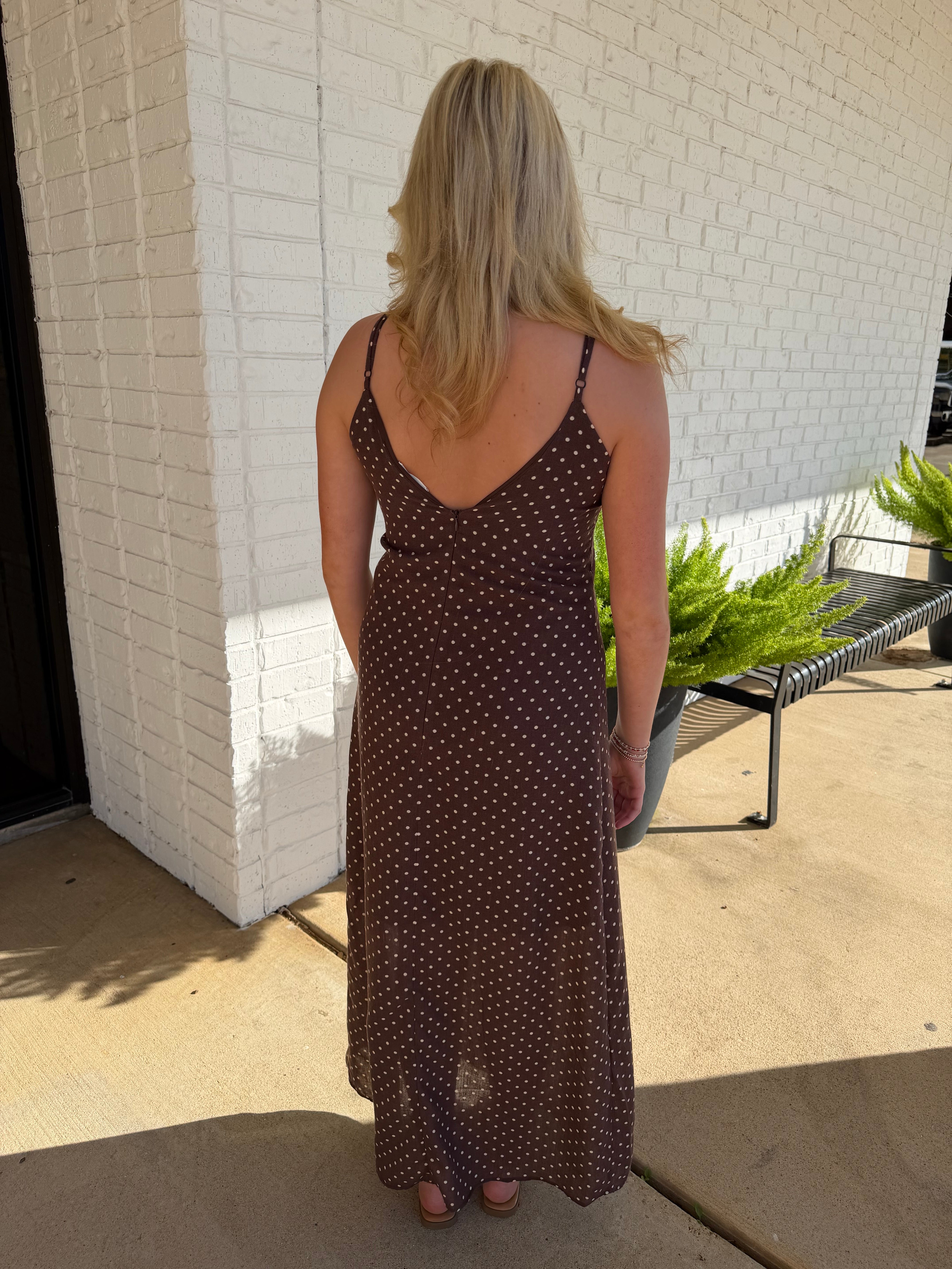 Polka Dot Maxi Strap Dress