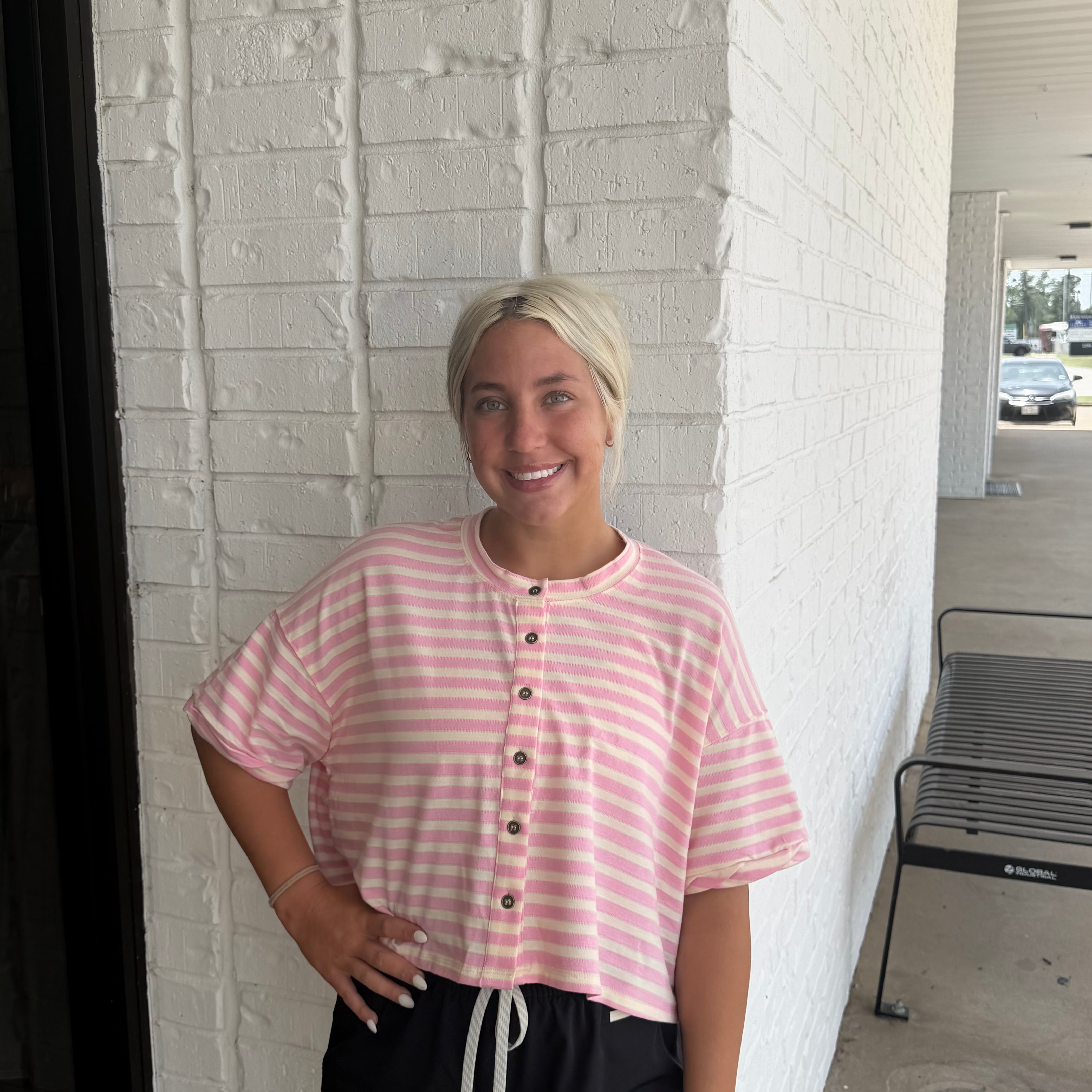 Pink Striped Button Shirt