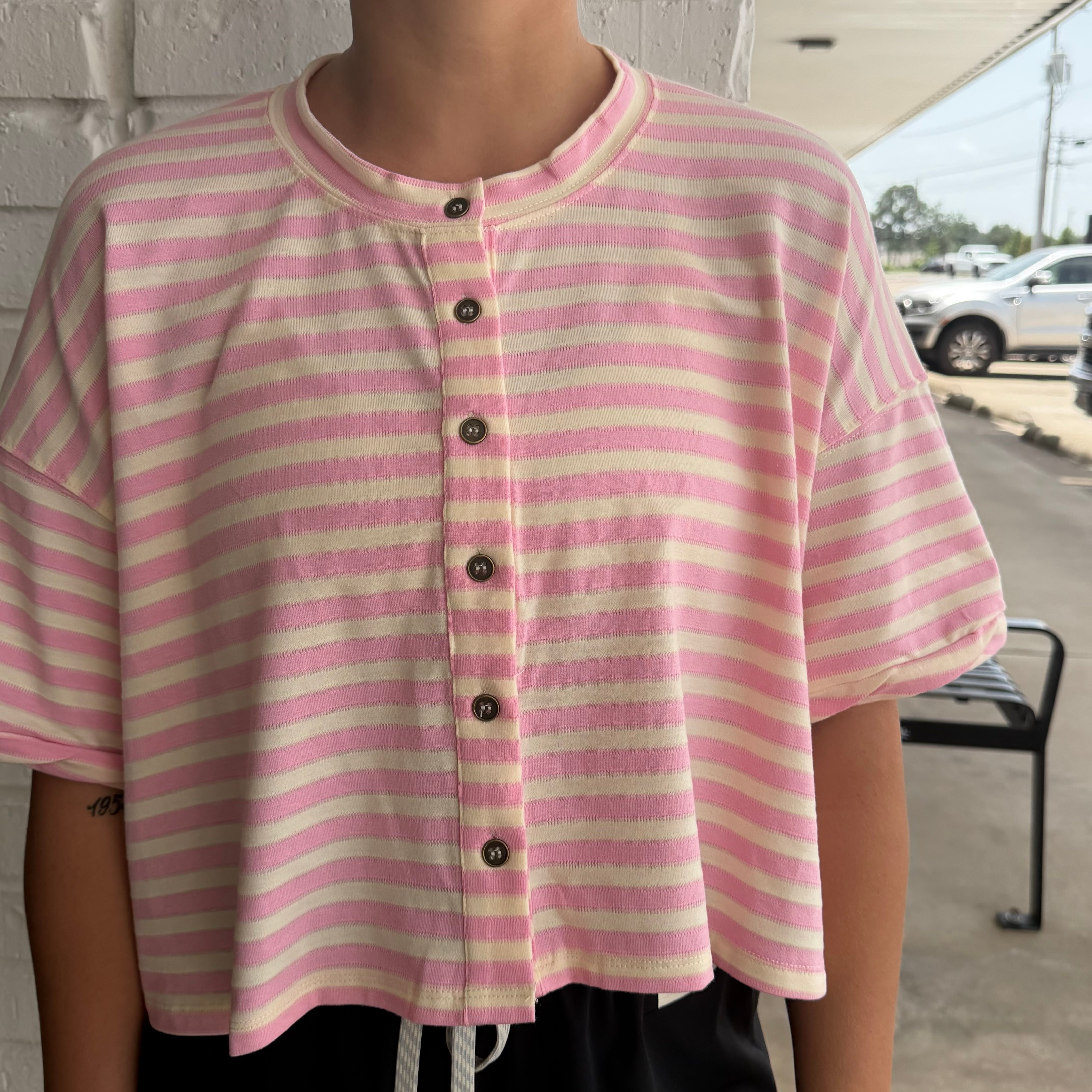 Pink Striped Button Shirt