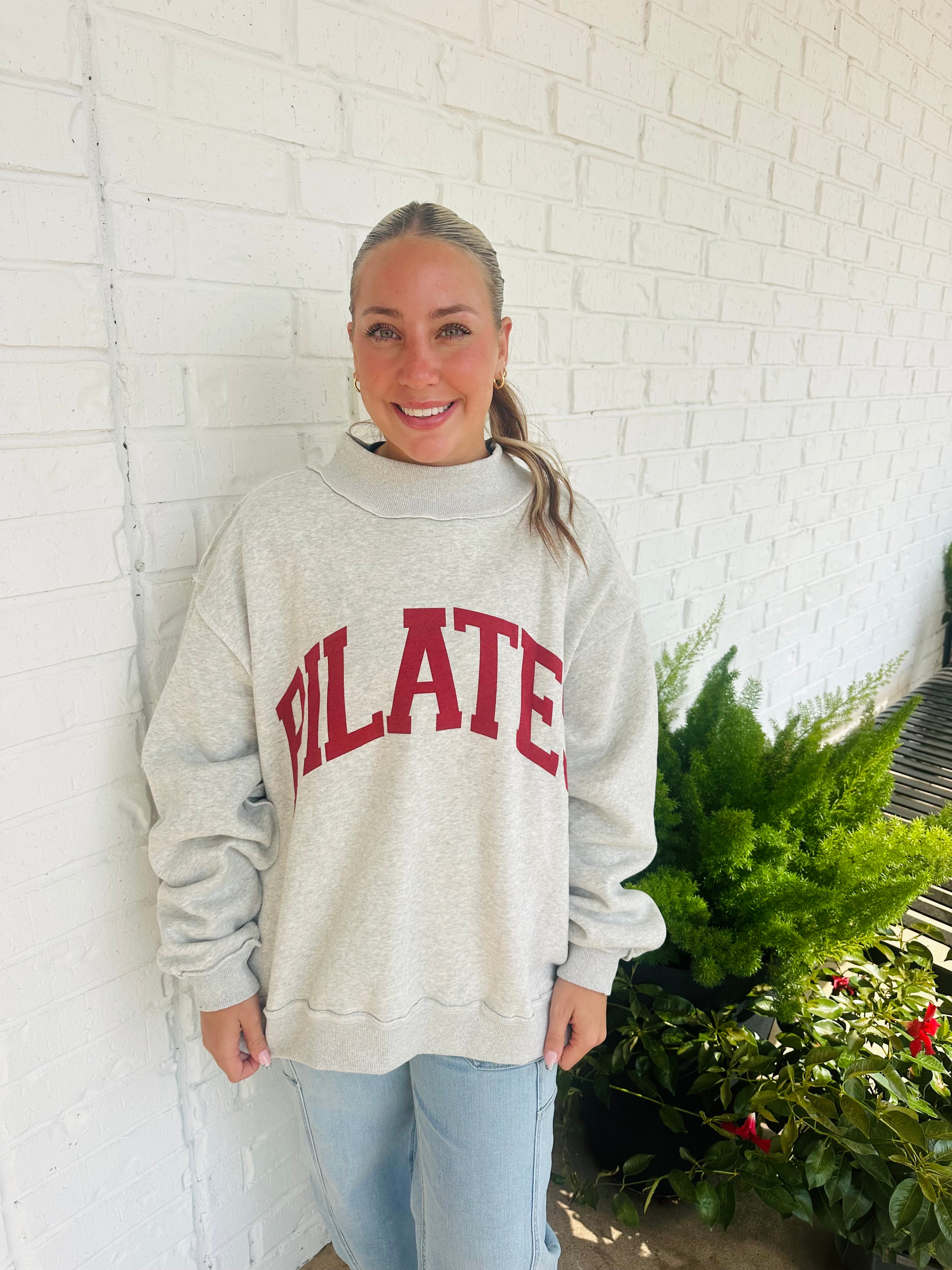 Oversized Reverse Stitch Mock Neck Sweatshirt