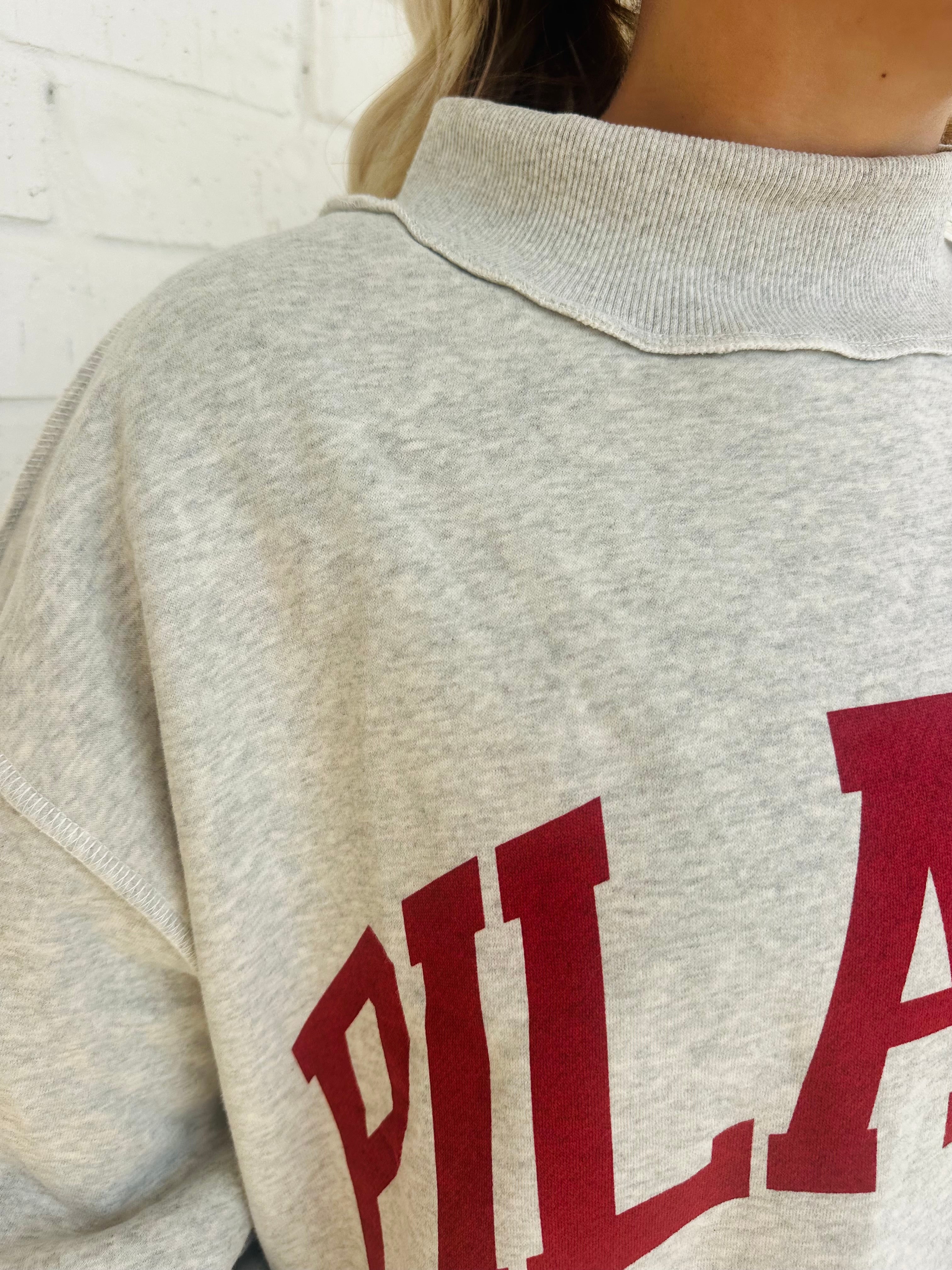 Oversized Reverse Stitch Mock Neck Sweatshirt