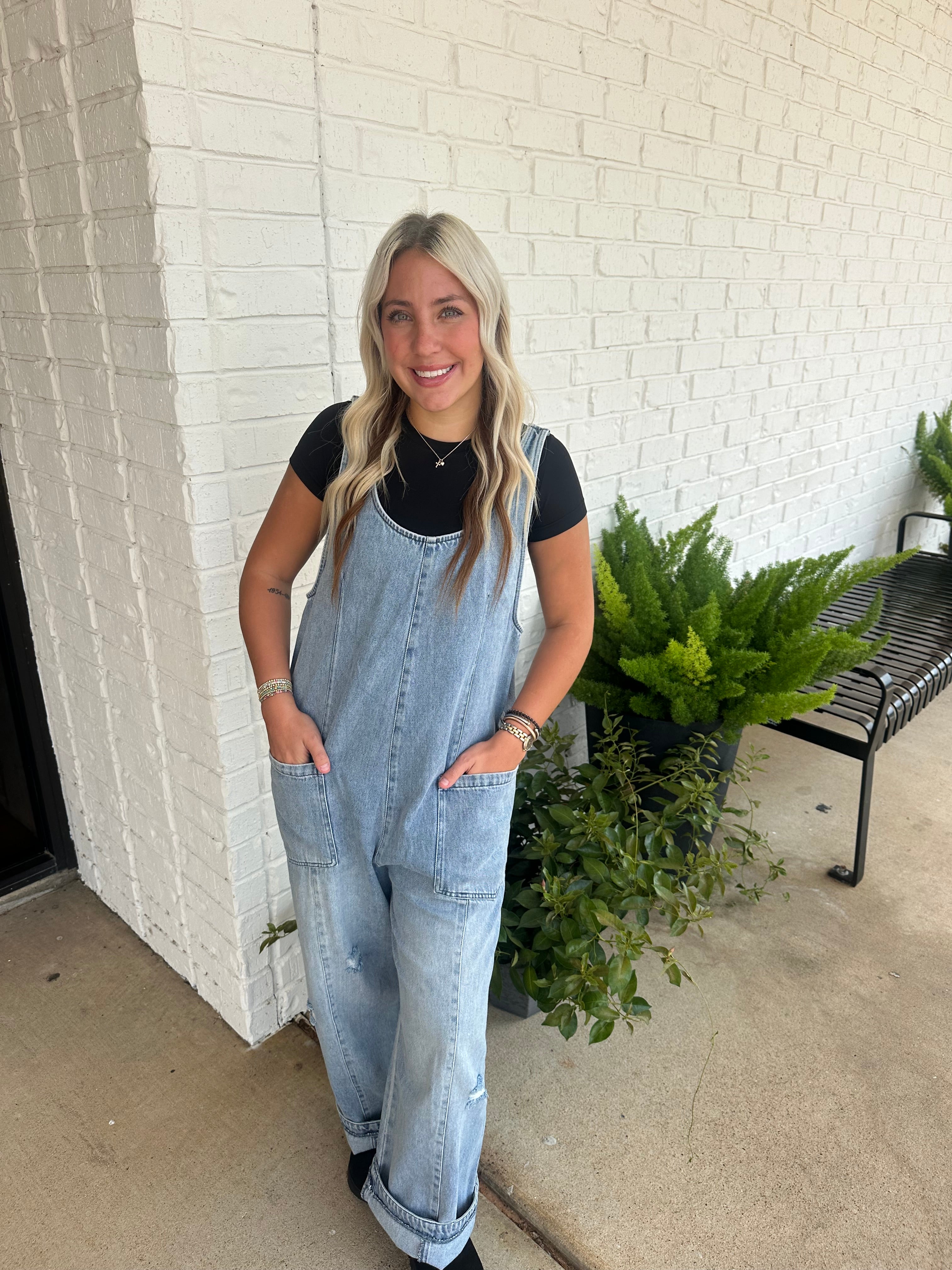 Shelby Scoop Neck Sleeveless Denim Jumpsuit