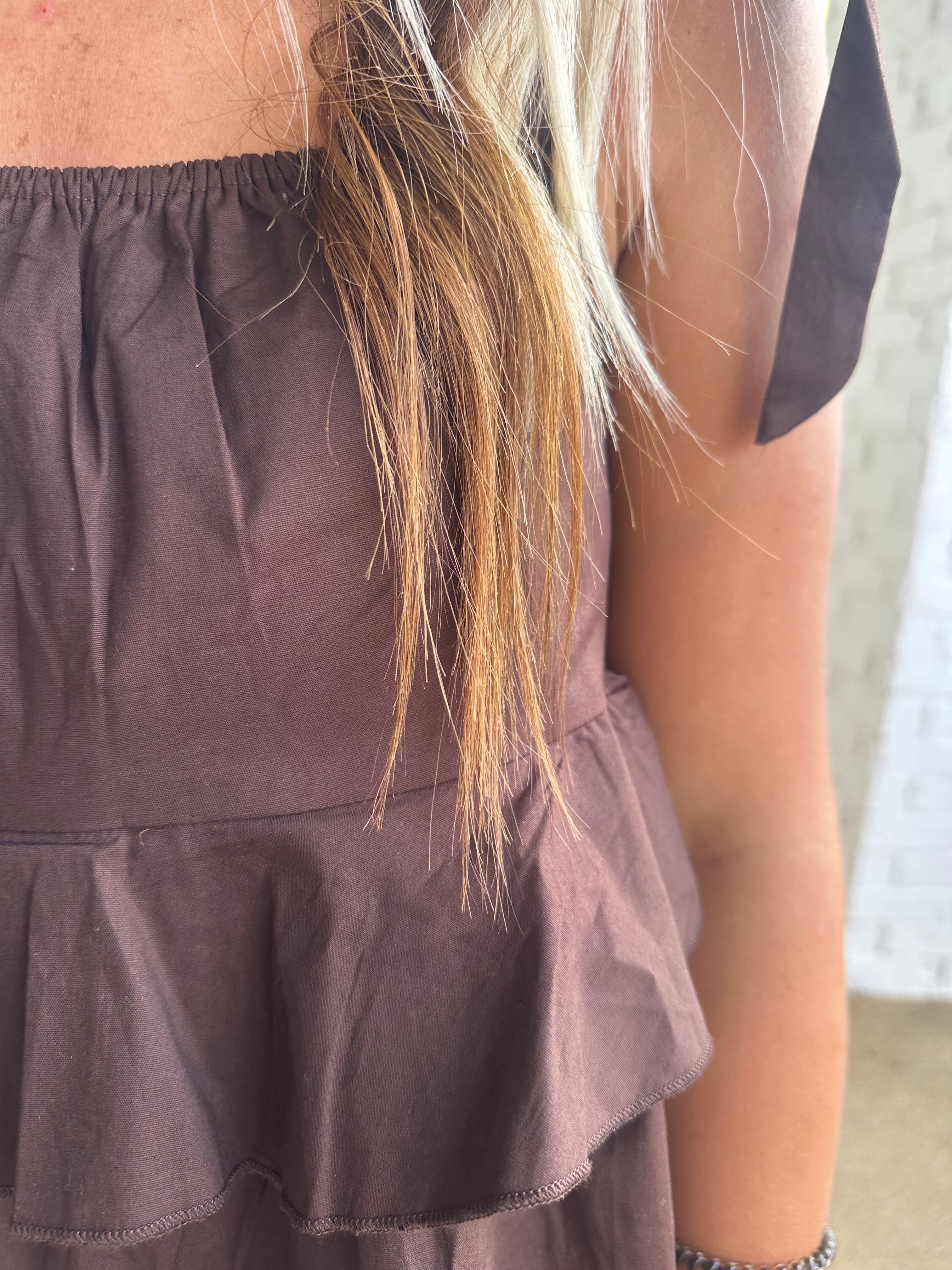 Audrey Ruffle Tie Strap Mini Dress