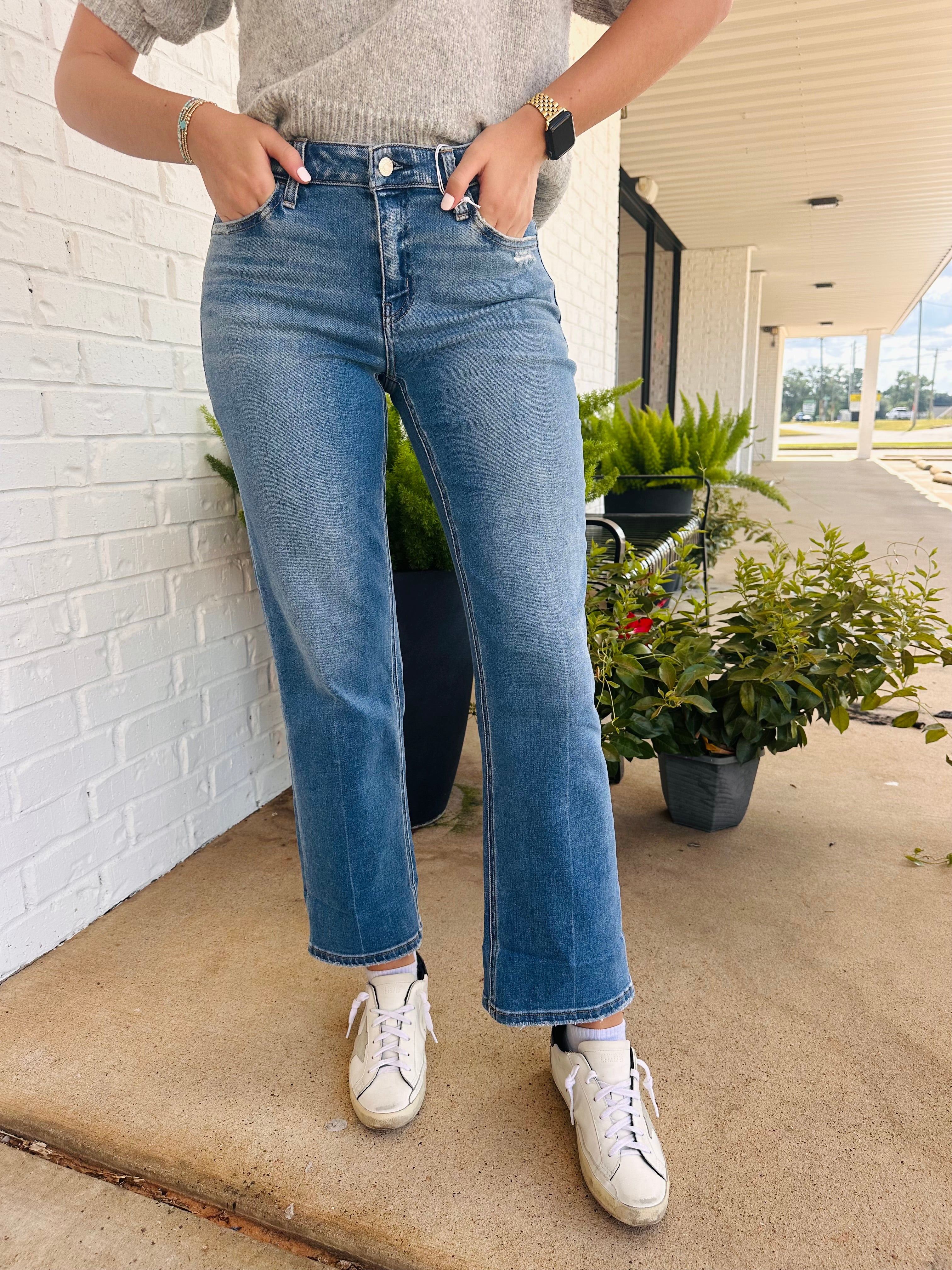 Lovervet Mid Rise Ankle Cuffed Slim Wide