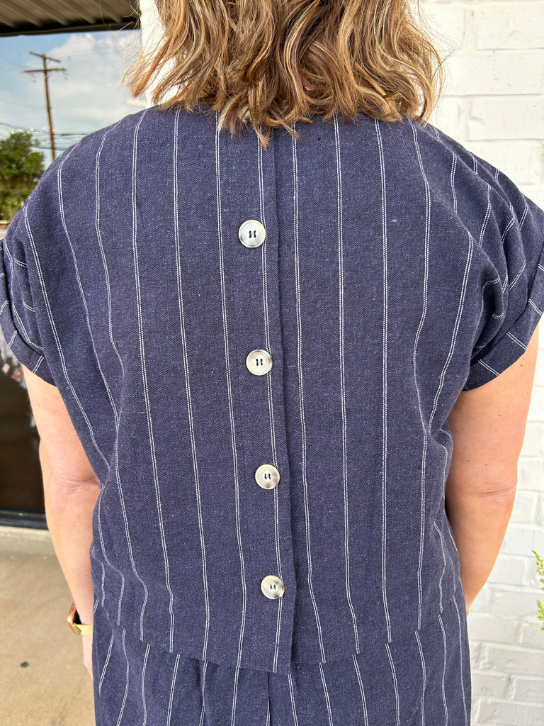 Payton Pinstripe Boxy Top | River Outfitters of Texas