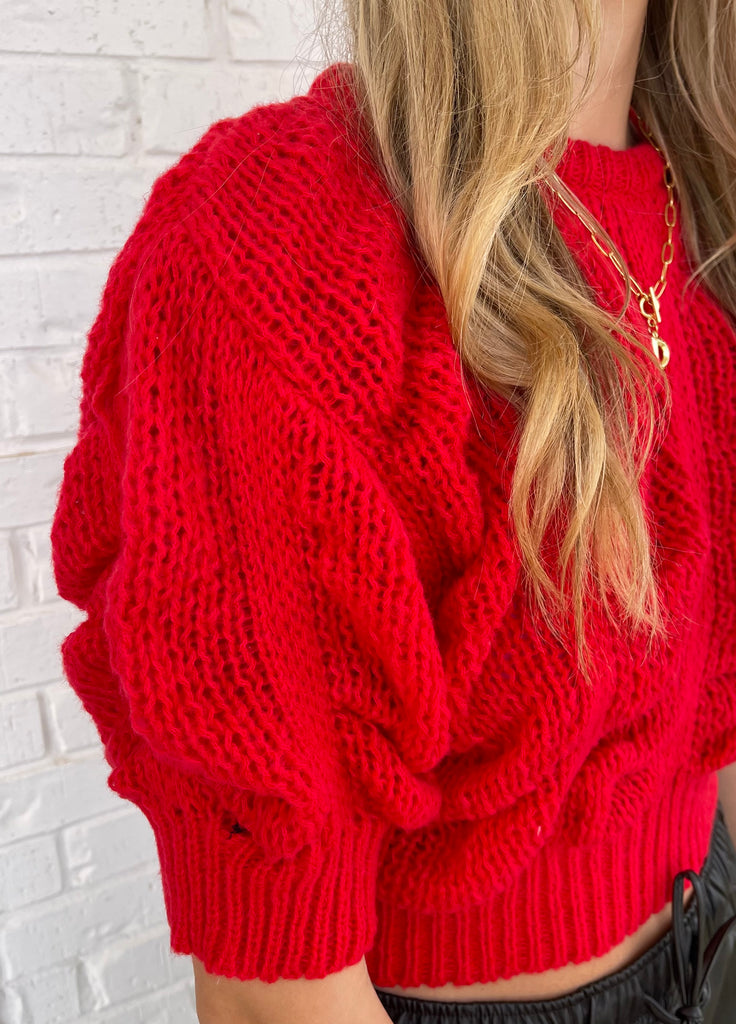 Detailed Cropped Knit Sweater
