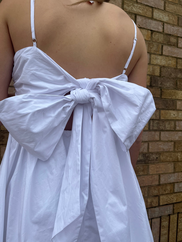 Sweetheart Babydoll Mini Dress w/Open Back Tie