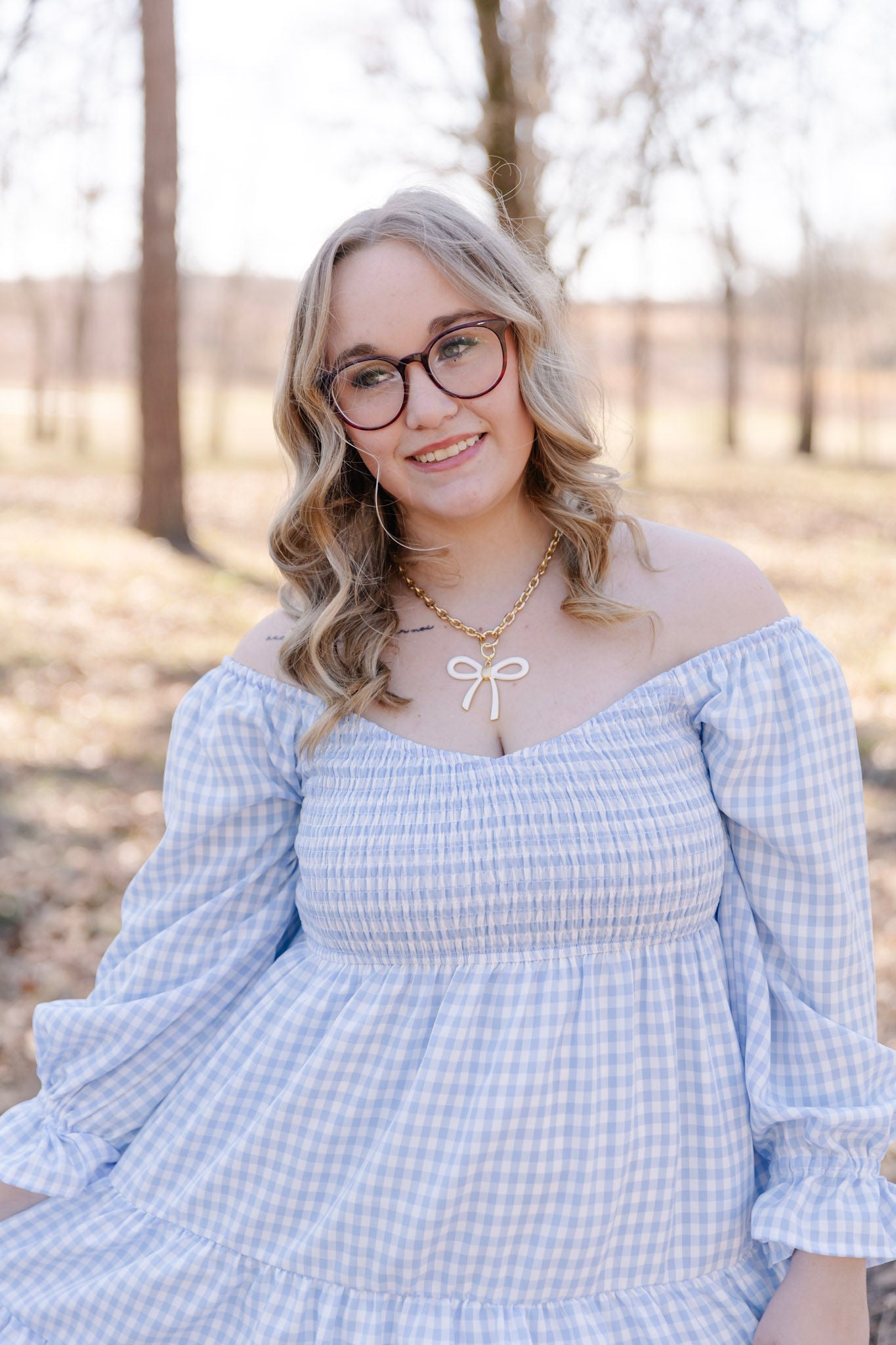 Emmy LS Tiered and Smocked Gingham Dress