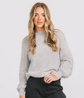 Southern Shirt Cropped Feather Knit Sweater