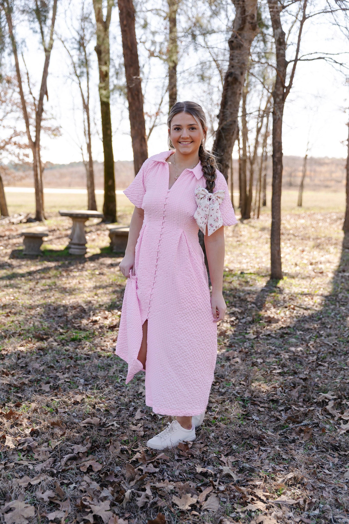 Feeling Sweet SS Collared V Neck Maxi Dress