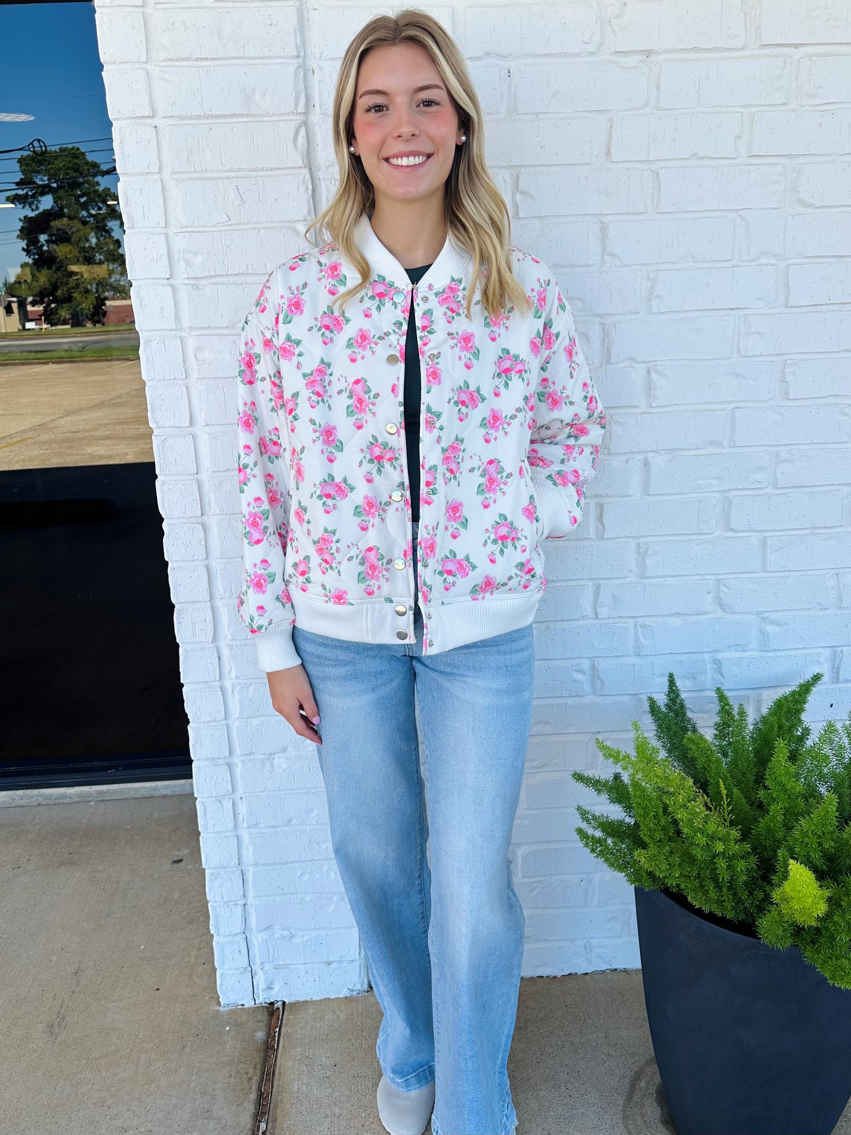 Patsy Floral Print Quilted Bomber Jacket