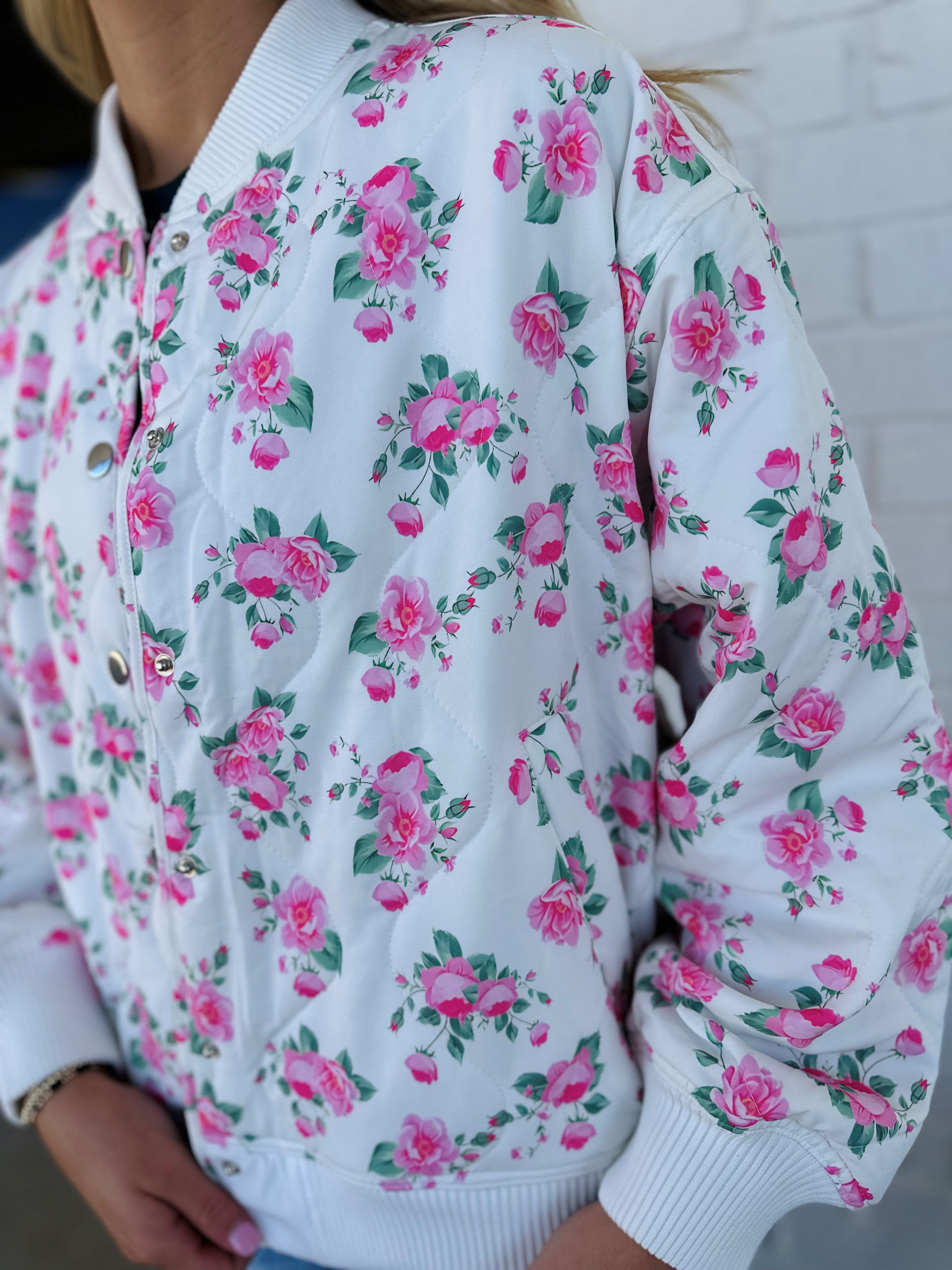 Patsy Floral Print Quilted Bomber Jacket