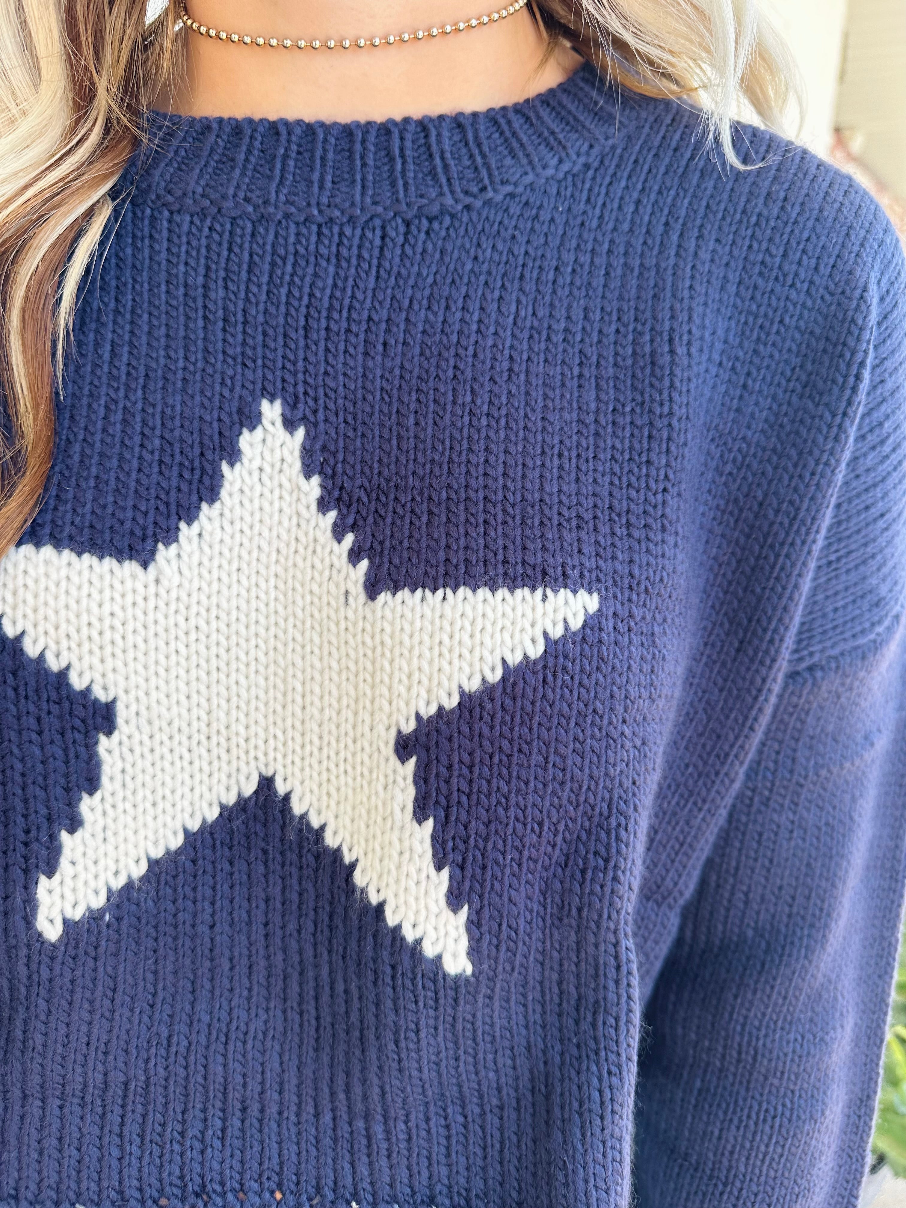 Lone Star Cropped LS Knit Sweater
