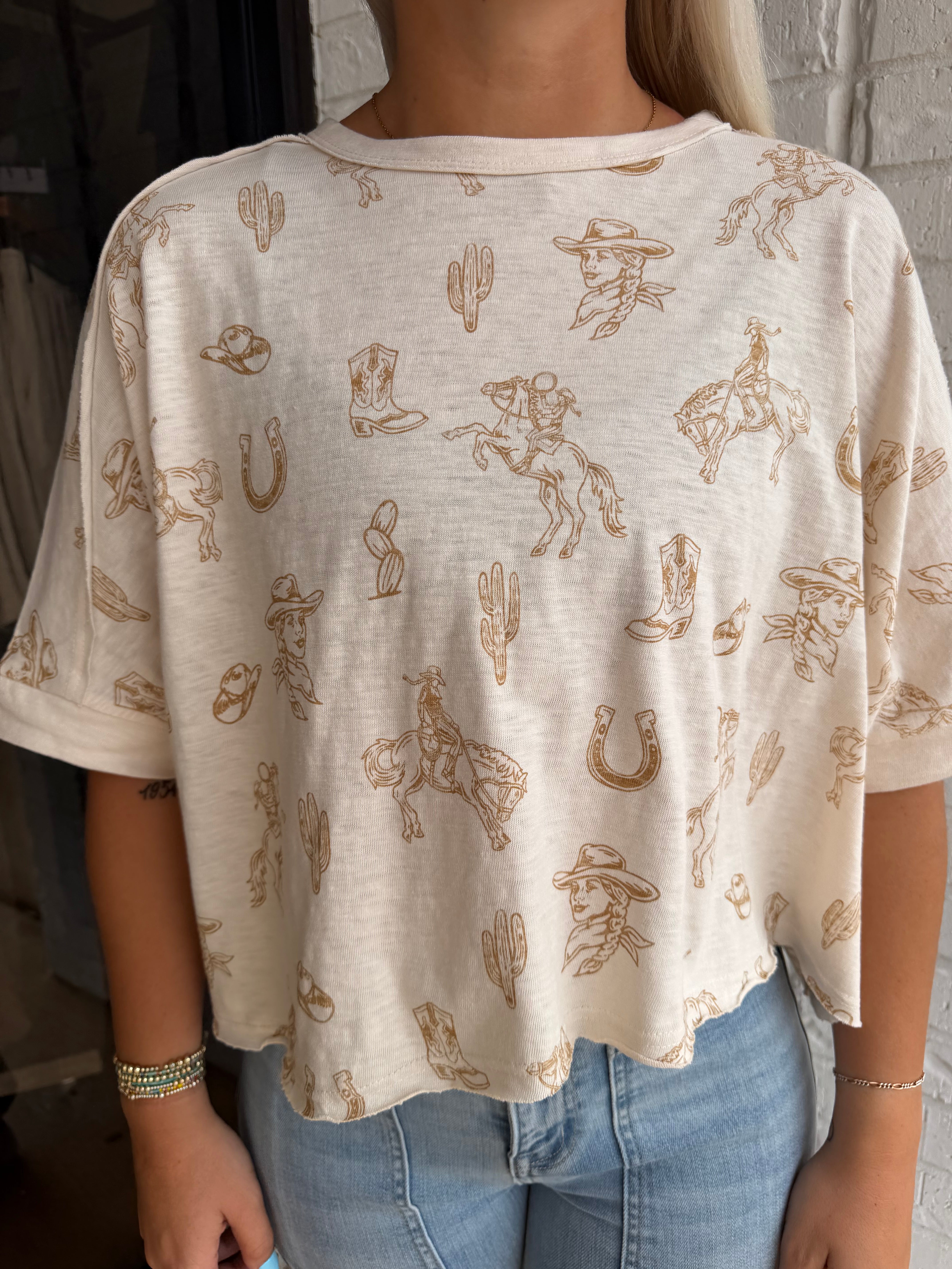 Dolman Sleeve Western Graphic Casual Top