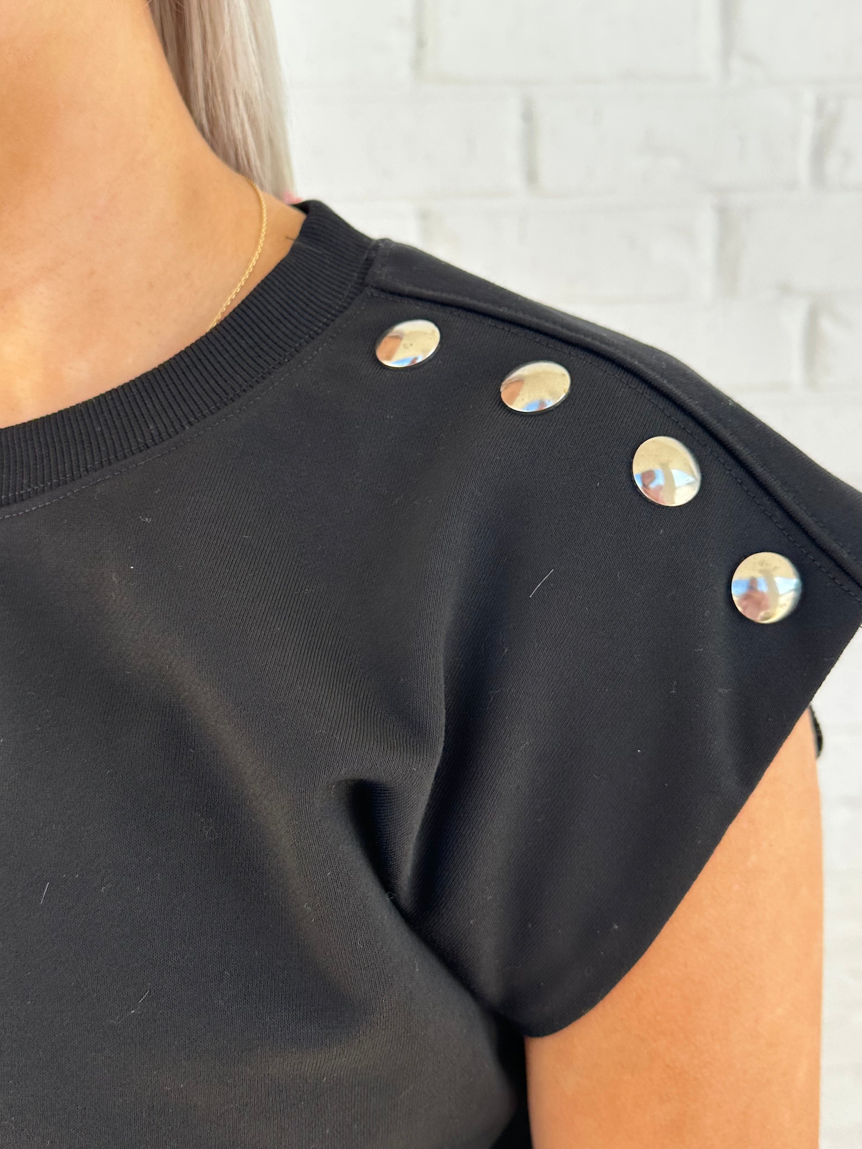 City Streets Sleeveless Sweatshirt Stud Detail Top