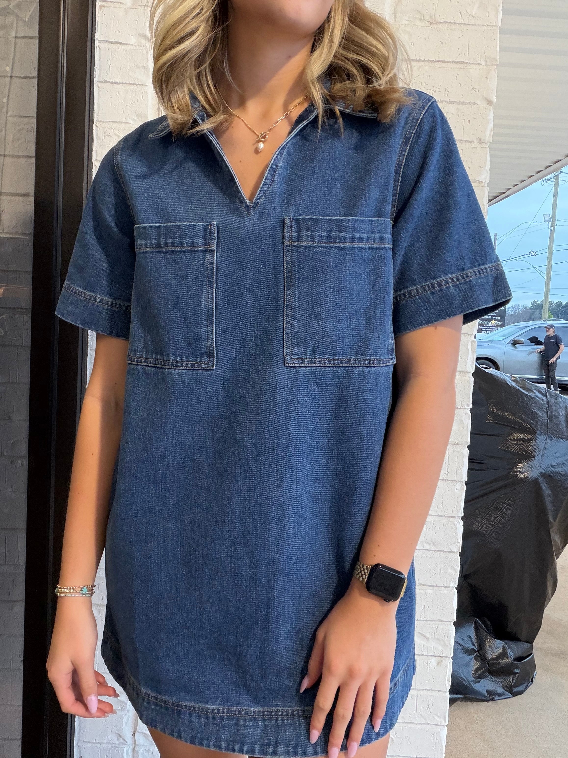 Denim Pocket Mini Dress